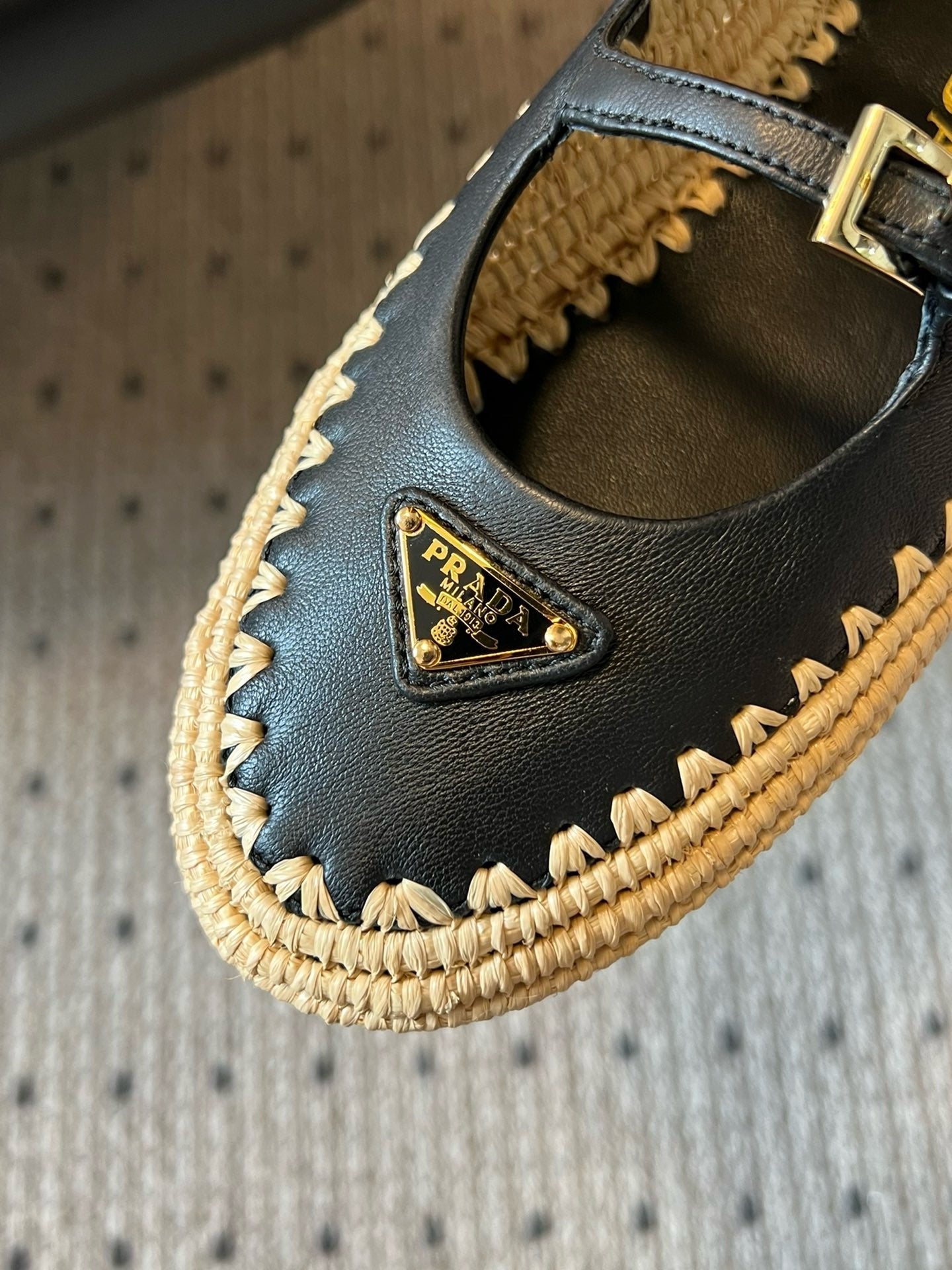 SE1665 Prada Nappa leather and Raffia Ballerinas / Size5-11
