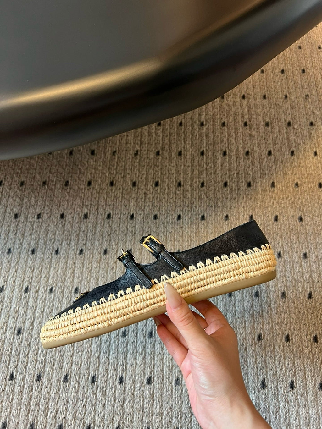 SE1664 Prada Nappa leather and Raffia Ballerinas / Size5-11