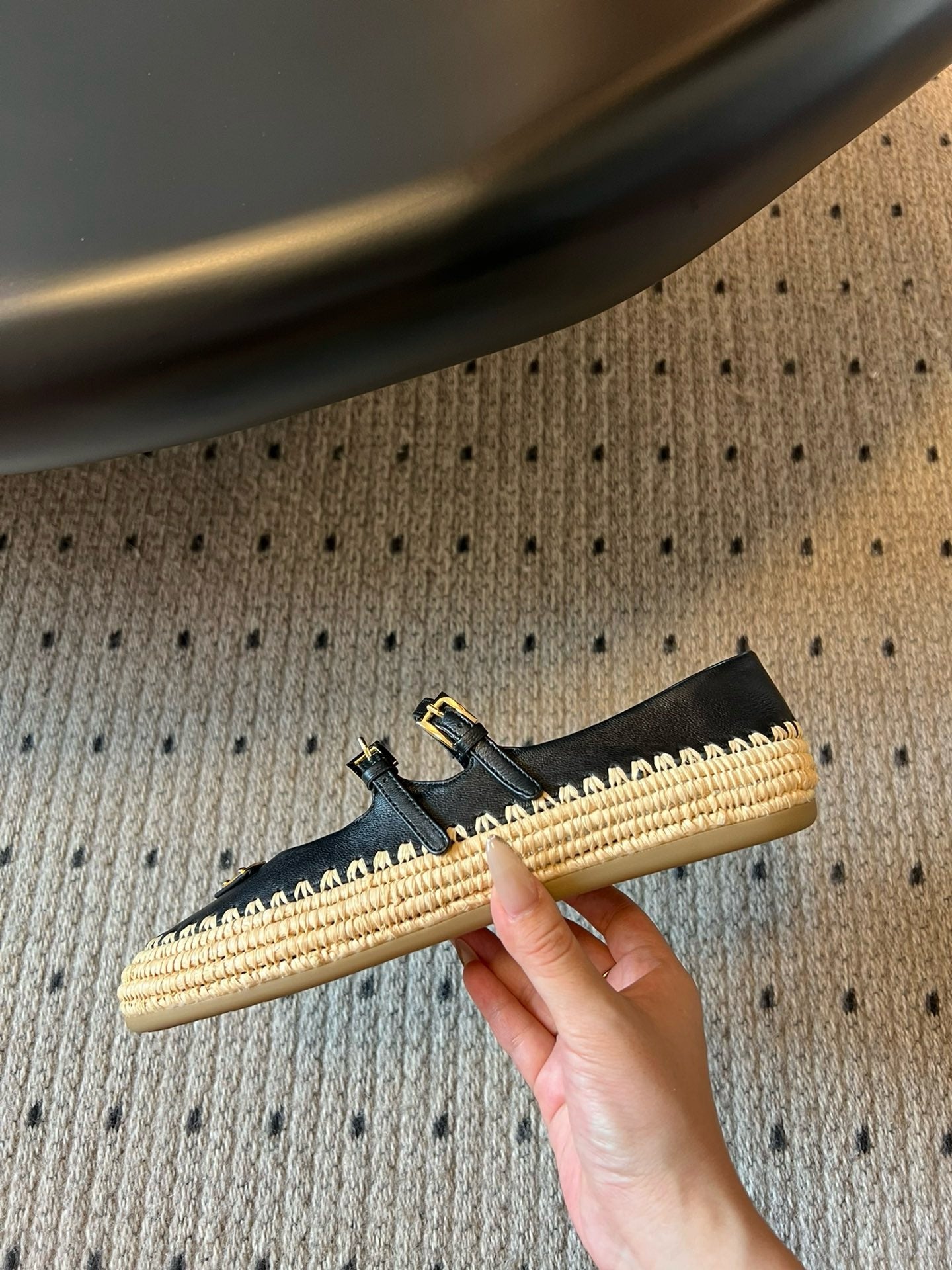 SE1664 Prada Nappa leather and Raffia Ballerinas / Size5-11