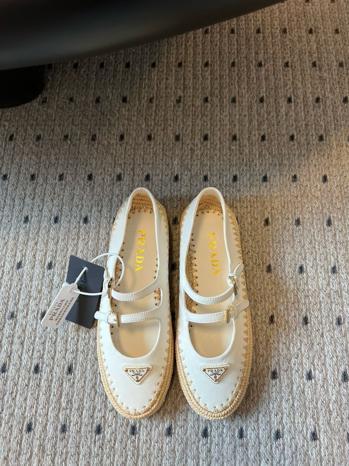SE1665 Prada Nappa leather and Raffia Ballerinas / Size5-11