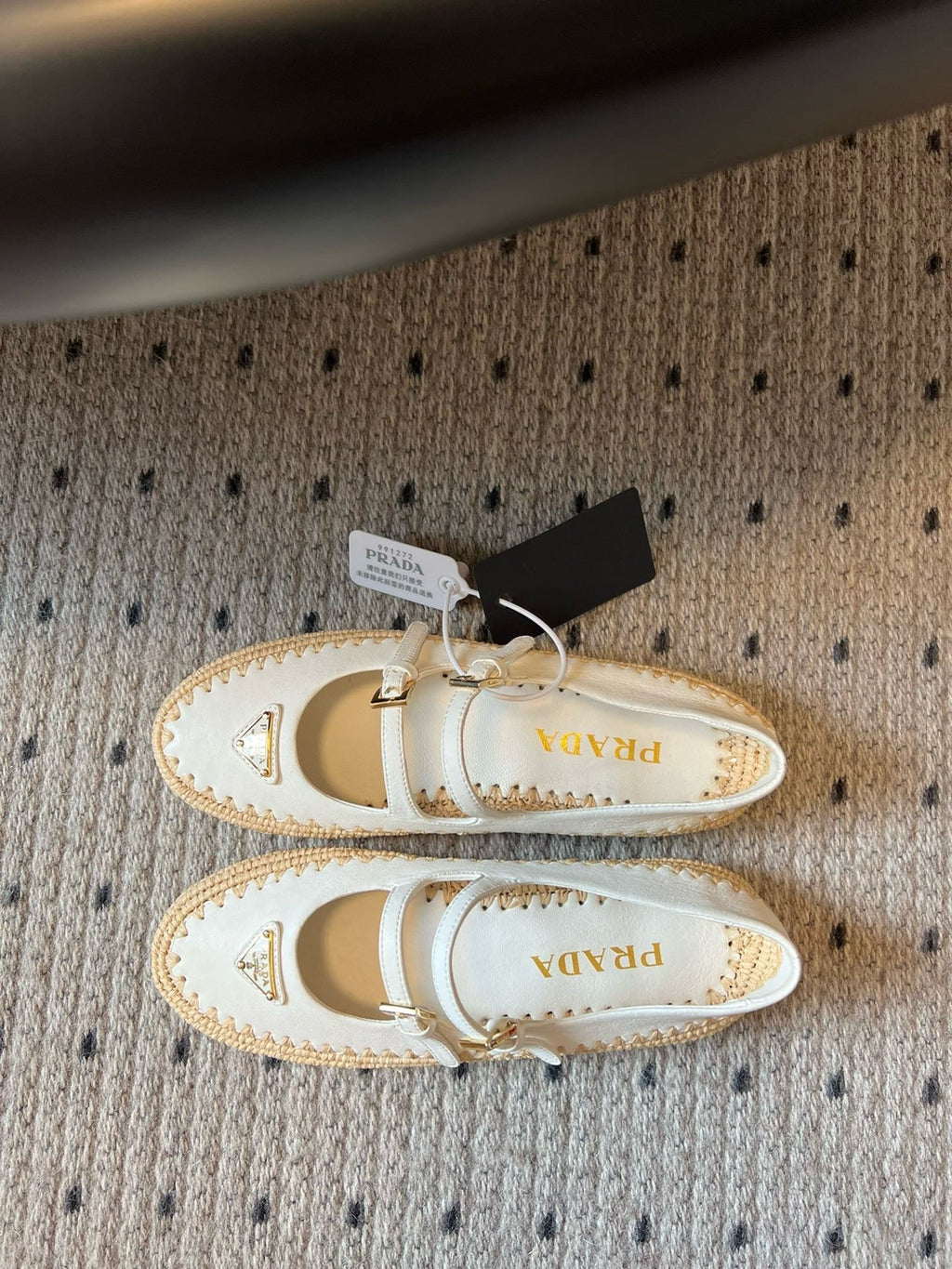 SE1665 Prada Nappa leather and Raffia Ballerinas / Size5-11