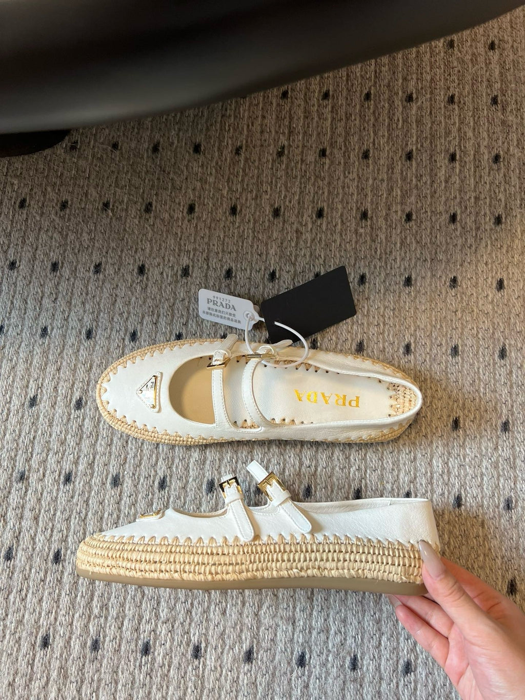 SE1665 Prada Nappa leather and Raffia Ballerinas / Size5-11