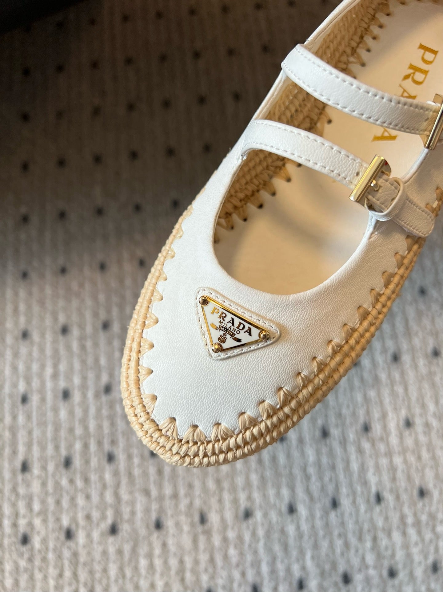 SE1664 Prada Nappa leather and Raffia Ballerinas / Size5-11