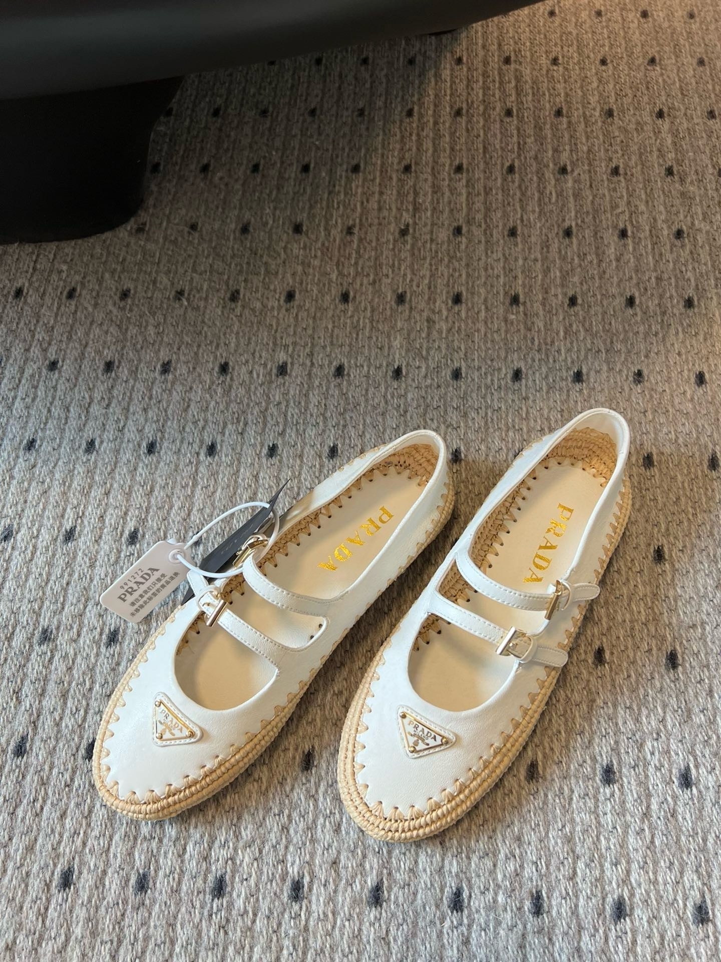 SE1665 Prada Nappa leather and Raffia Ballerinas / Size5-11