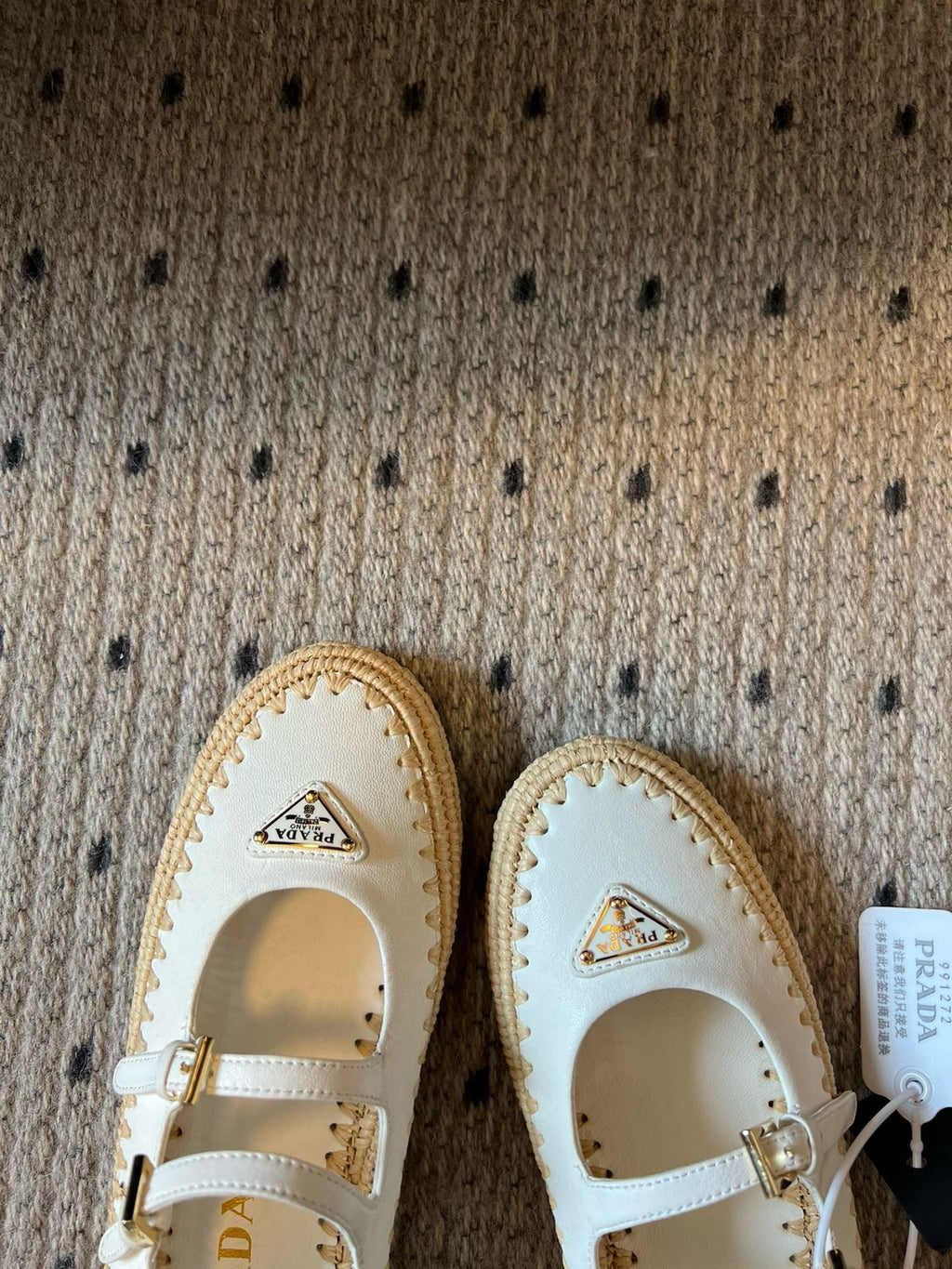 SE1665 Prada Nappa leather and Raffia Ballerinas / Size5-11