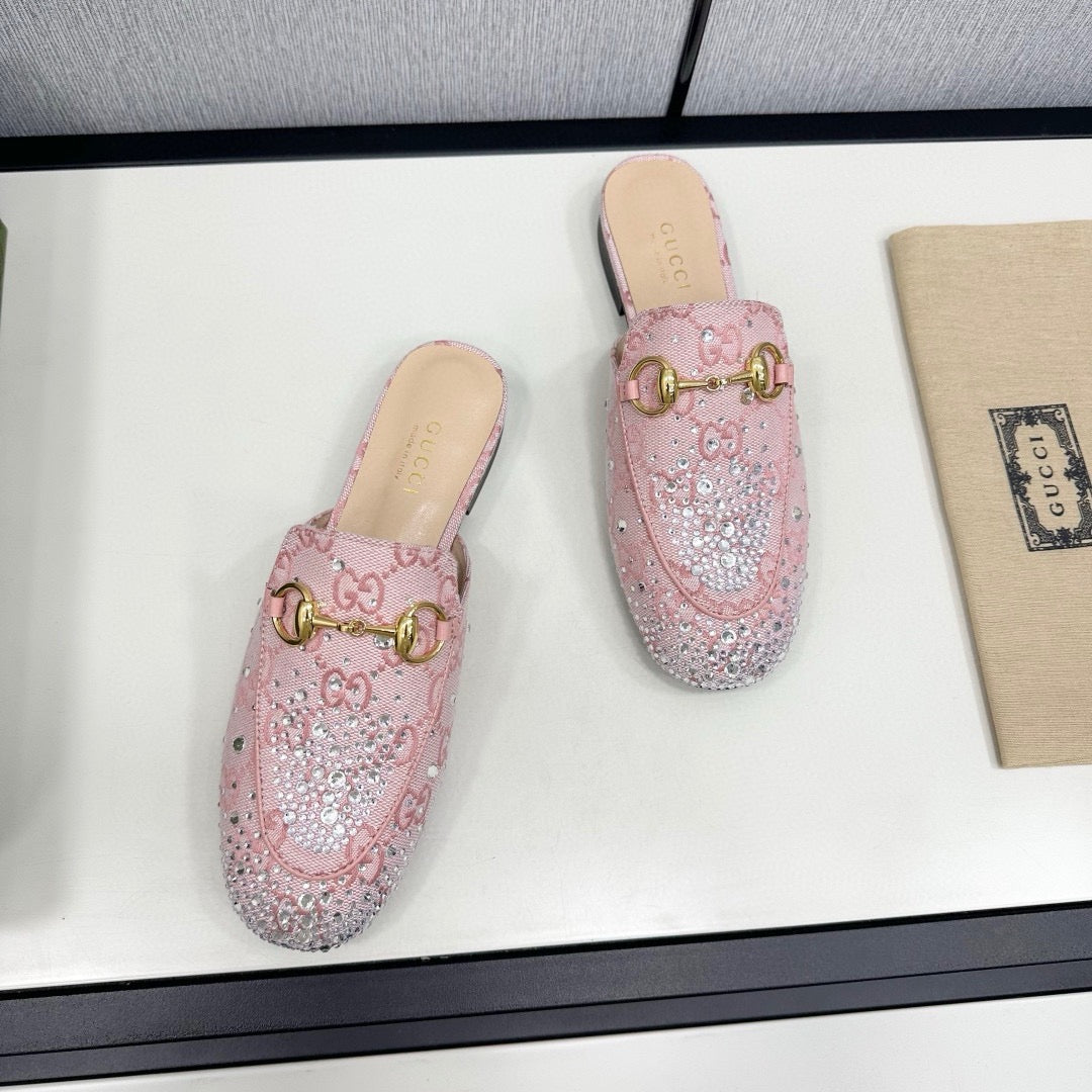 SE1682 Gucci Women's Princetown slipper with Crystal Horsebit / Size5-11