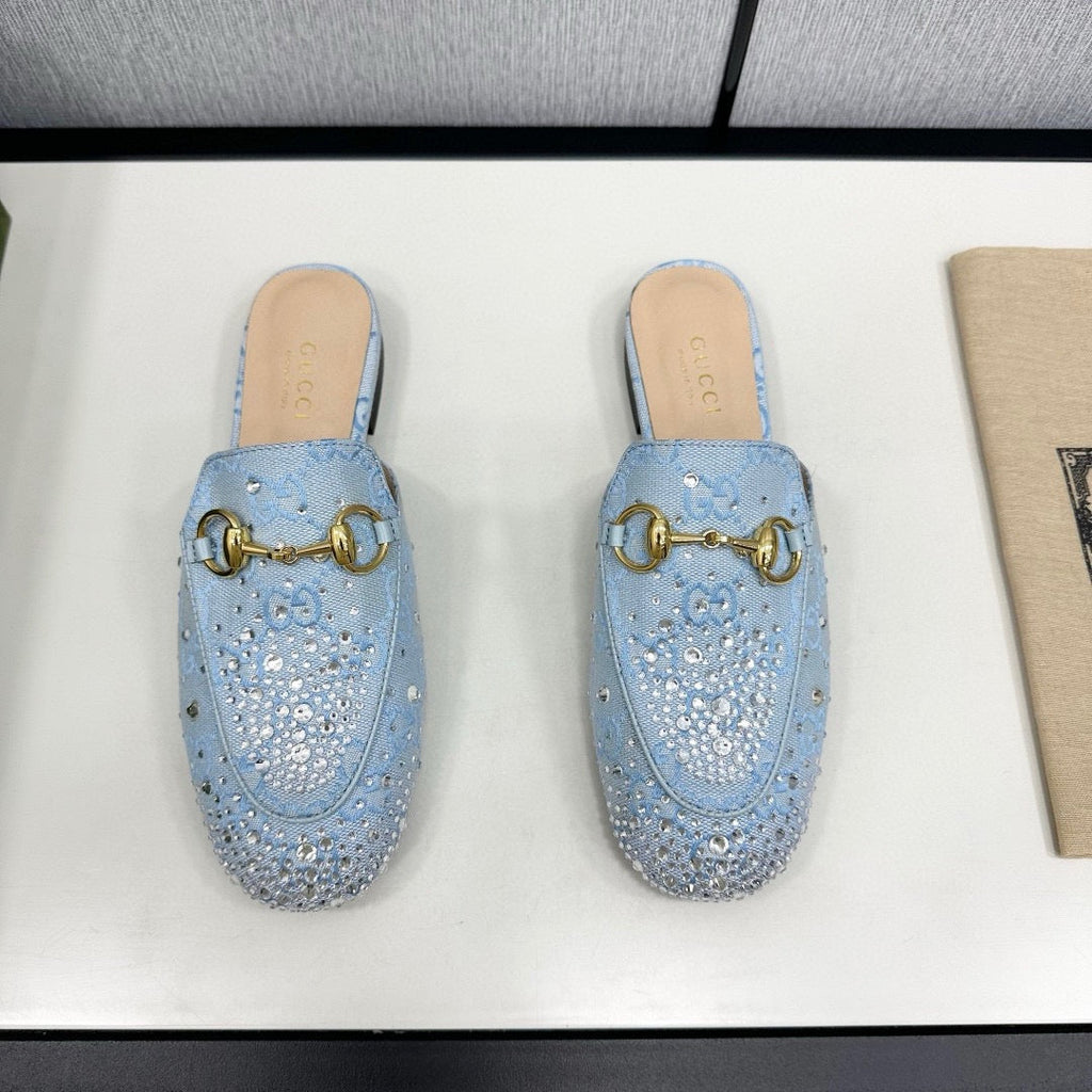 SE1683 Gucci Women's Princetown slipper with Crystal Horsebit / Size5-11