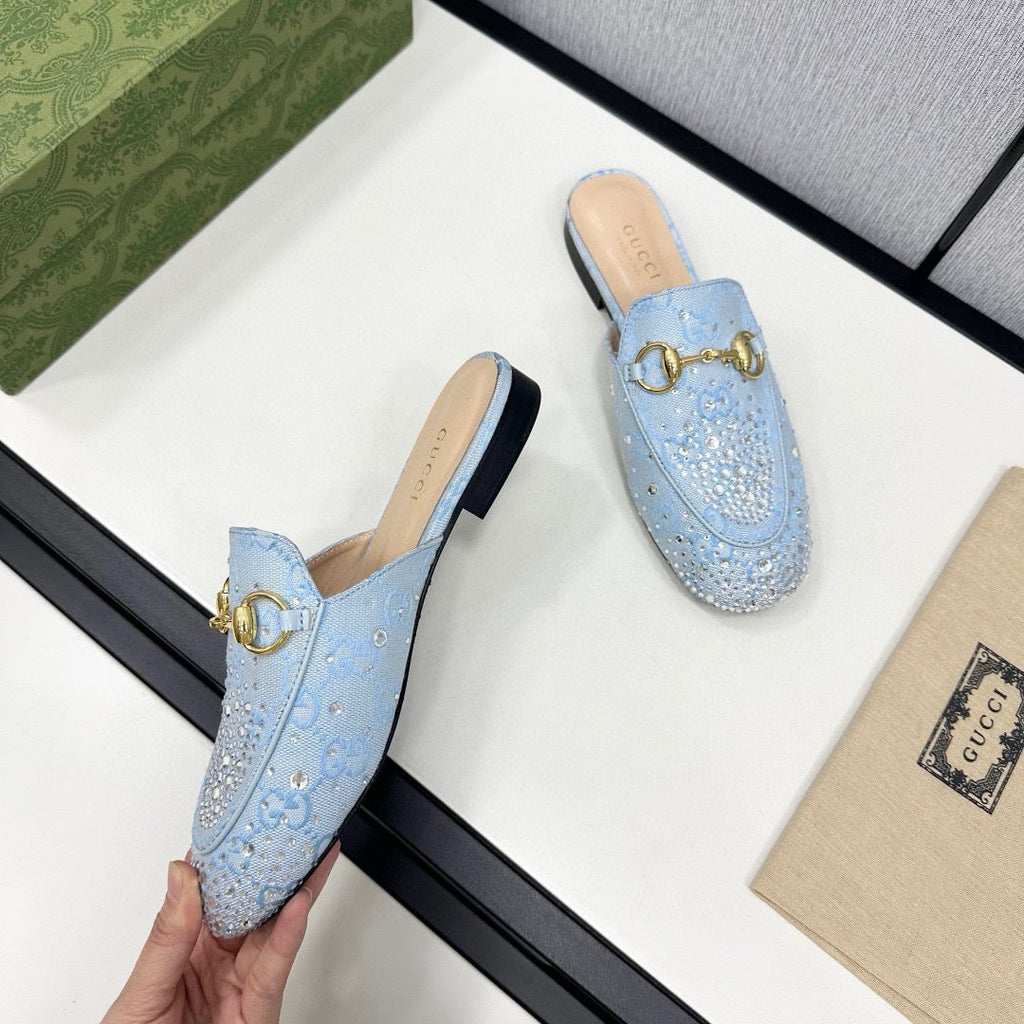 SE1683 Gucci Women's Princetown slipper with Crystal Horsebit / Size5-11