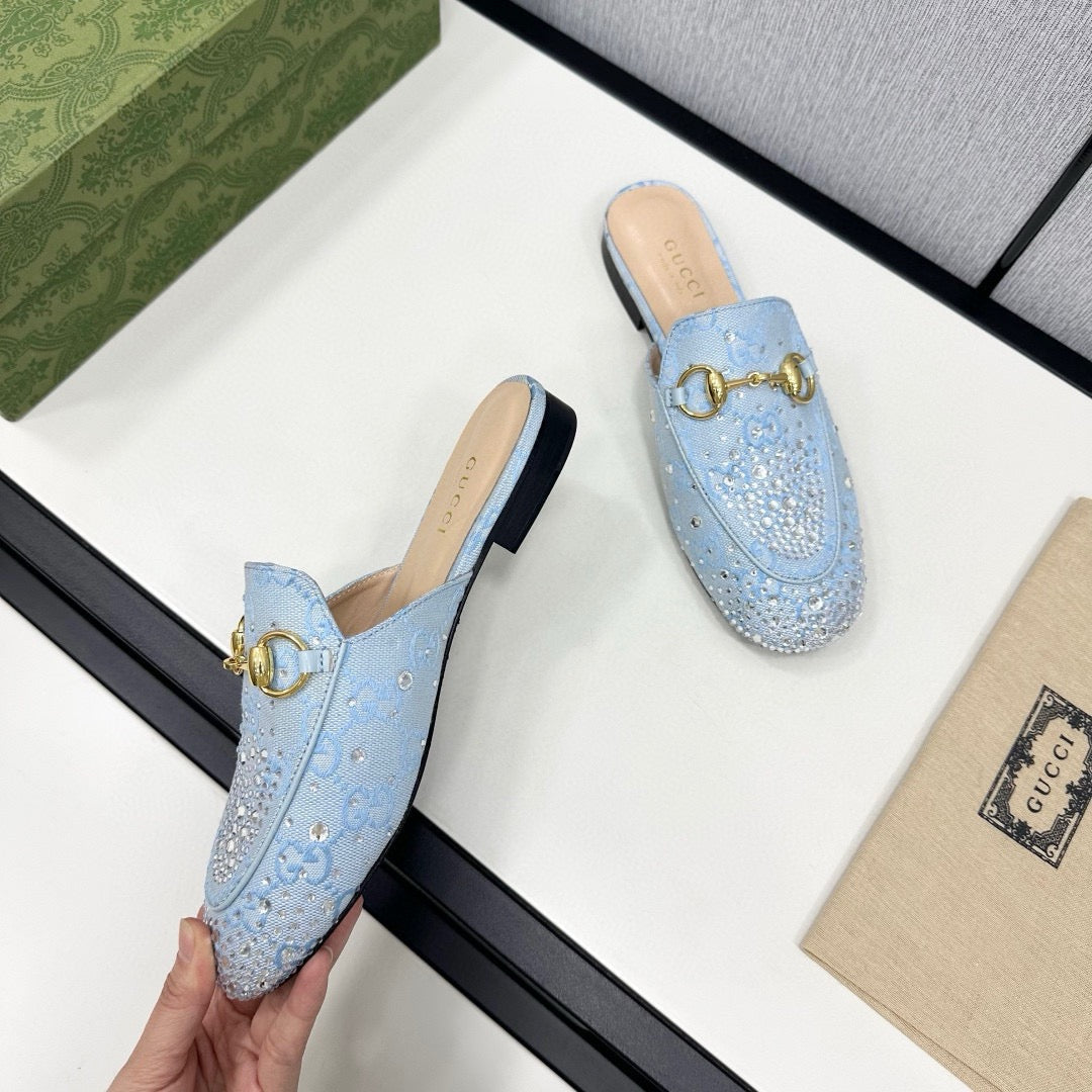SE1683 Gucci Women's Princetown slipper with Crystal Horsebit / Size5-11