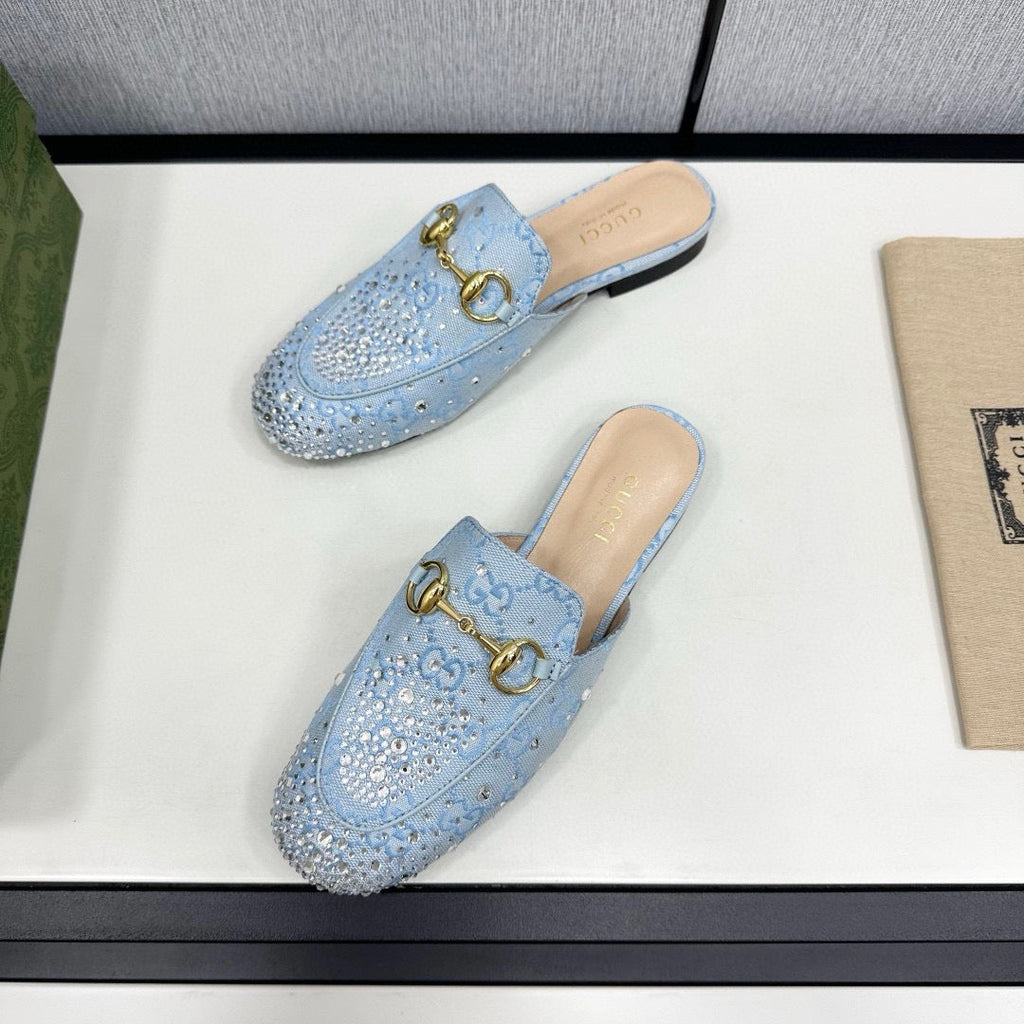 SE1683 Gucci Women's Princetown slipper with Crystal Horsebit / Size5-11