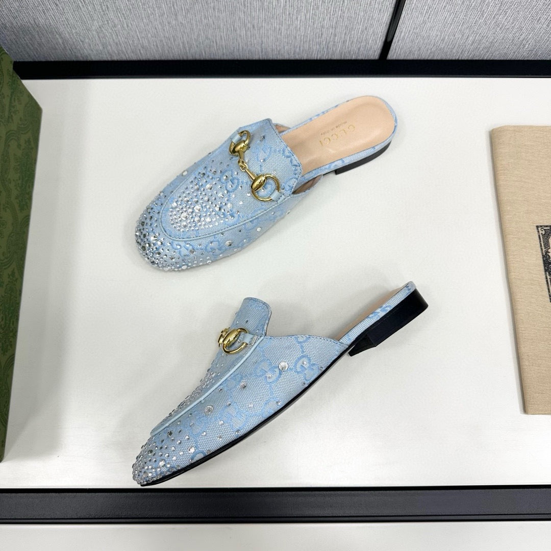 SE1683 Gucci Women's Princetown slipper with Crystal Horsebit / Size5-11