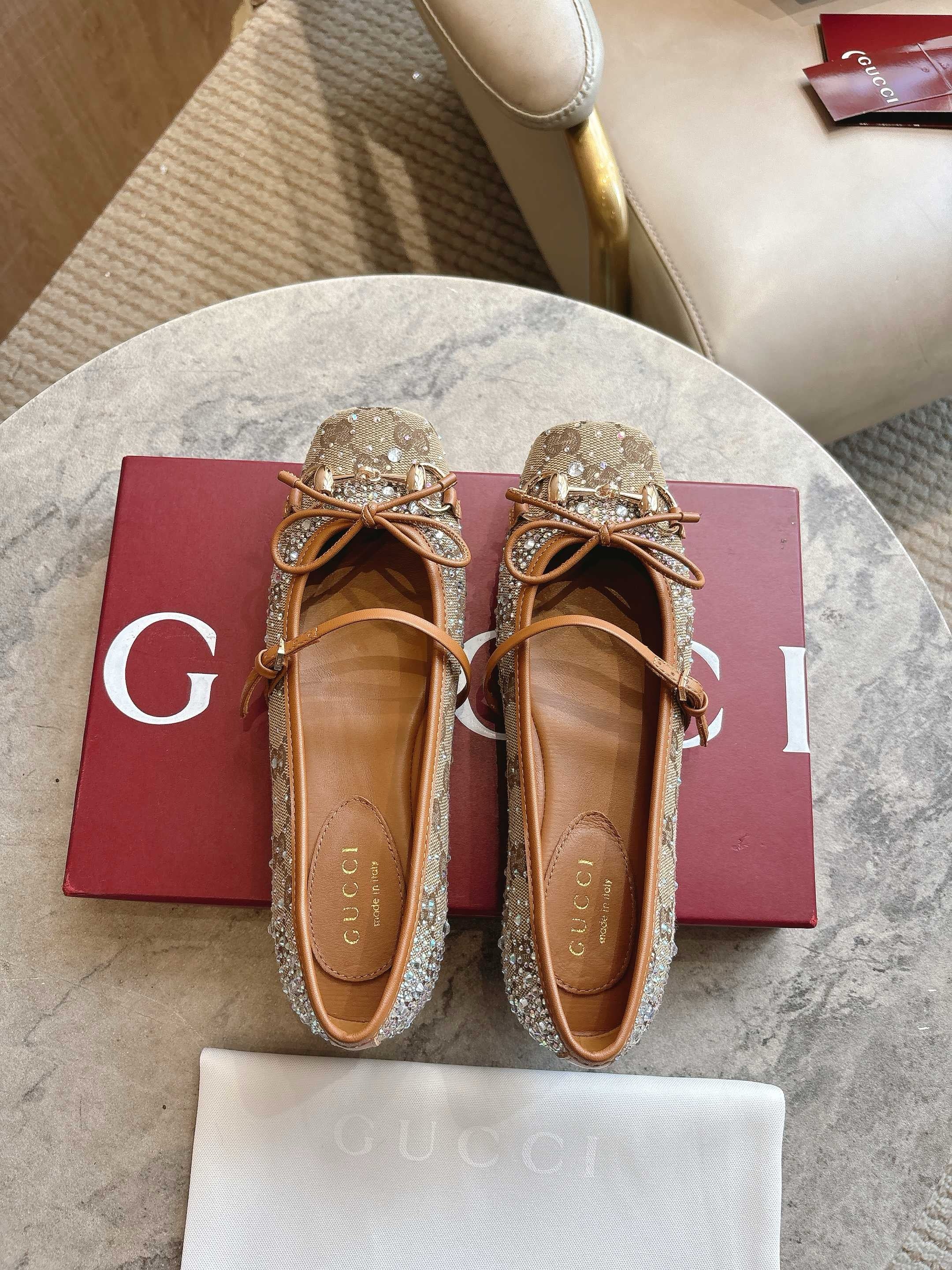 SE1738 Women's GG Crystal Gucci Horsebit Ballet Flat / Size5-11