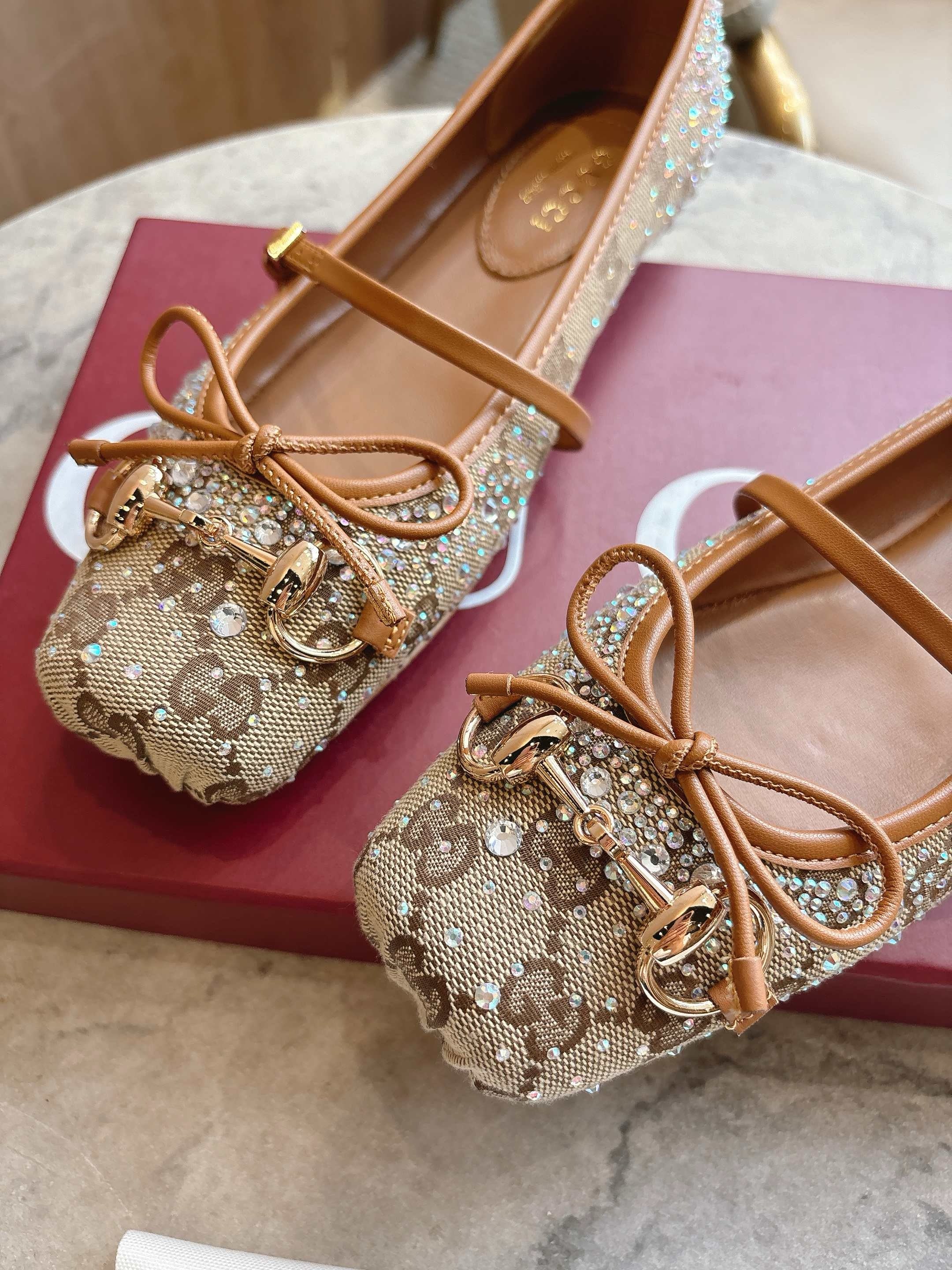 SE1738 Women's GG Crystal Gucci Horsebit Ballet Flat / Size5-11