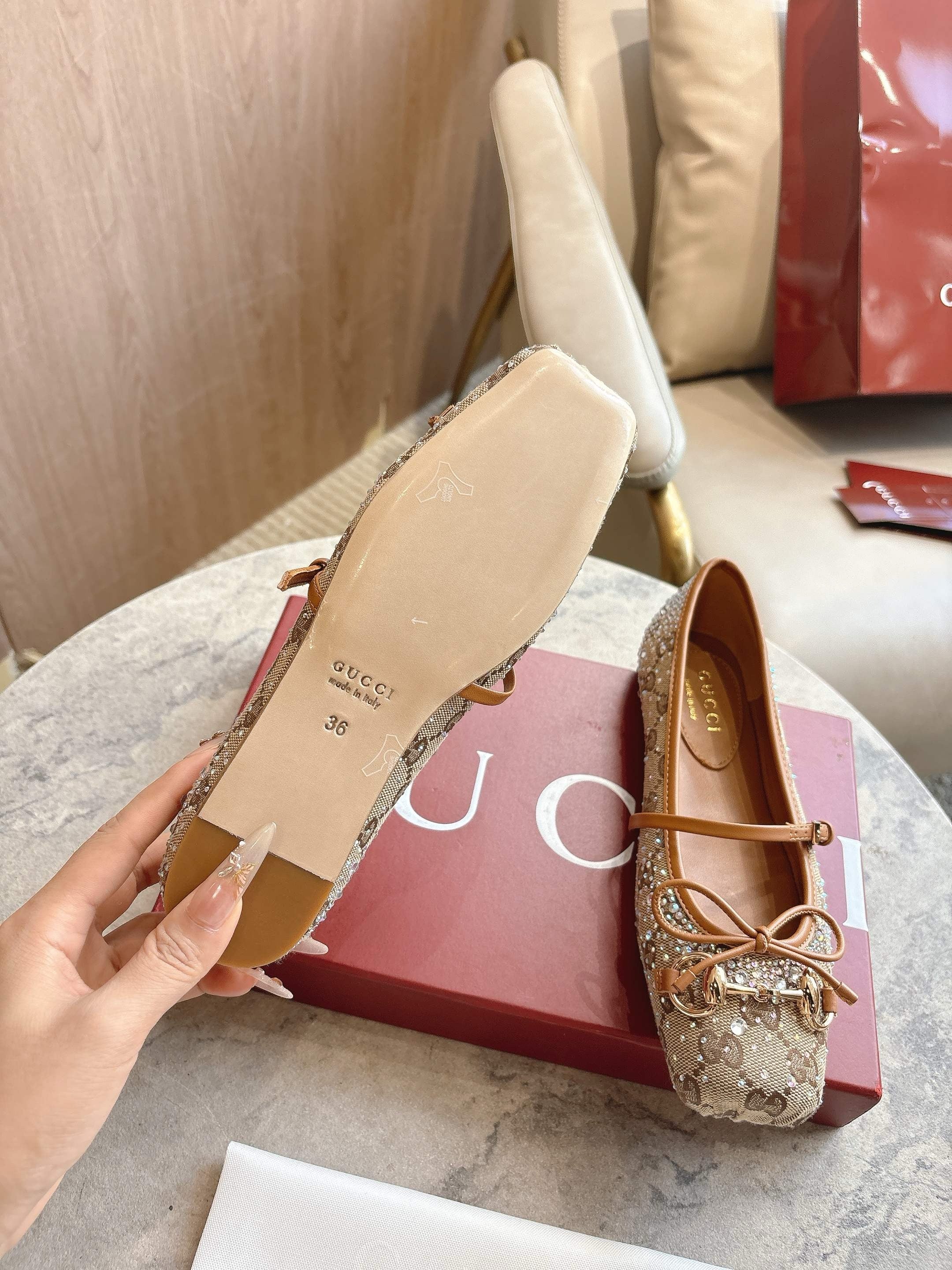 SE1738 Women's GG Crystal Gucci Horsebit Ballet Flat / Size5-11