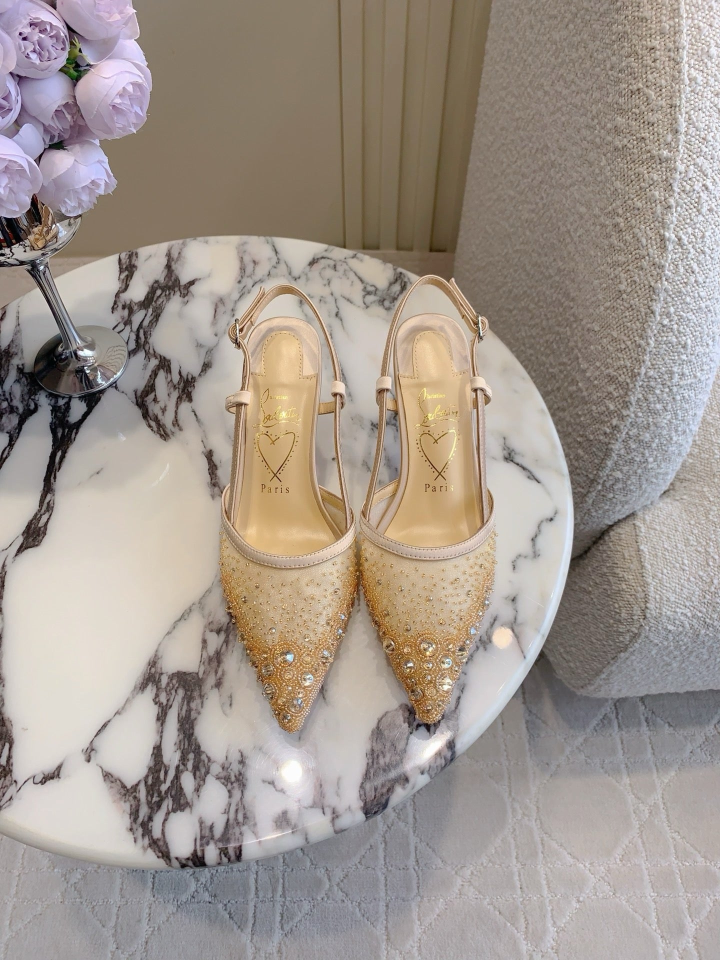 SE1696 Christian Louboutin Miss Z Sling Sparkling / Size4-12