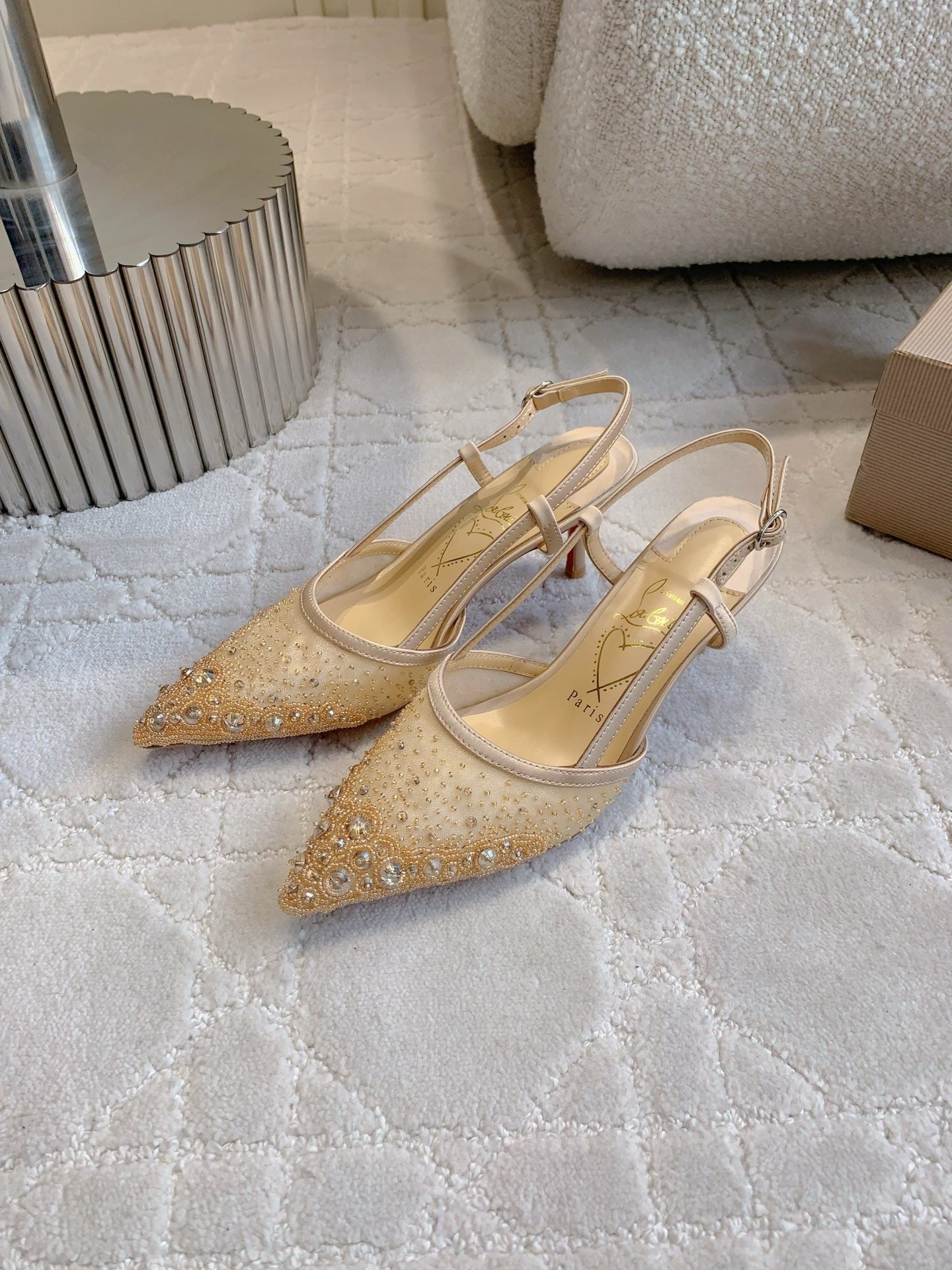 SE1696 Christian Louboutin Miss Z Sling Sparkling / Size4-12