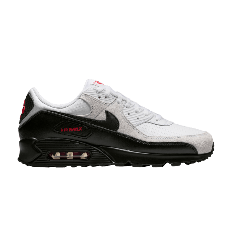 Nike Air Max 90 'White Black' — White/University Red/Black