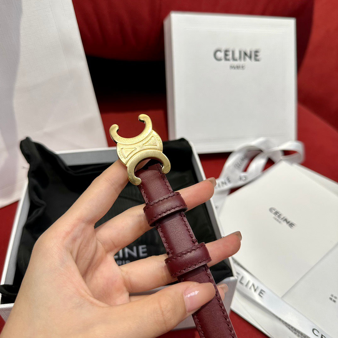 CEL 18mm Triomphe Belt in Taurillon Light Burgundy Leather