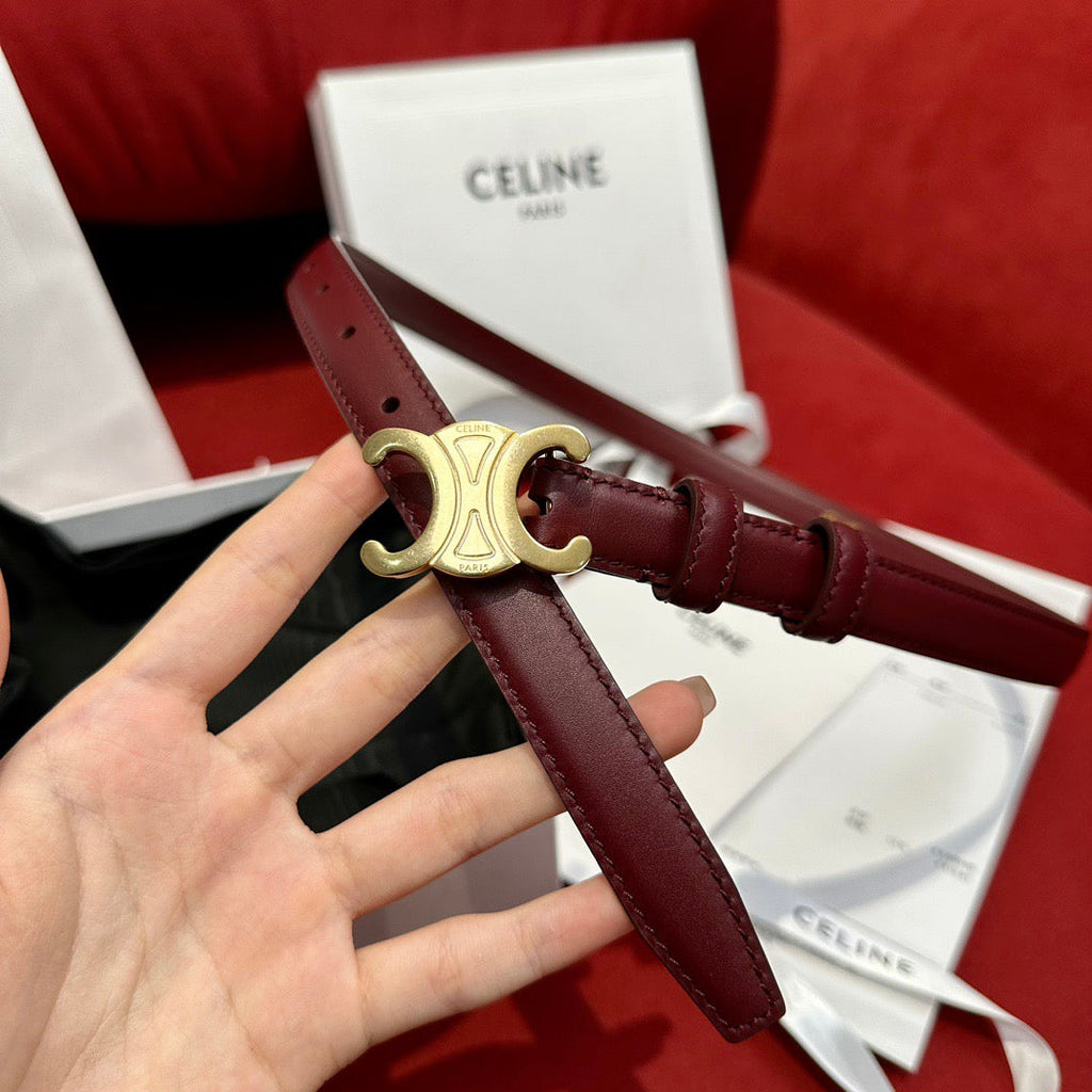 CEL 18mm Triomphe Belt in Taurillon Light Burgundy Leather