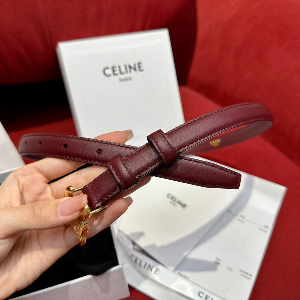 CEL 18mm Triomphe Belt in Taurillon Light Burgundy Leather