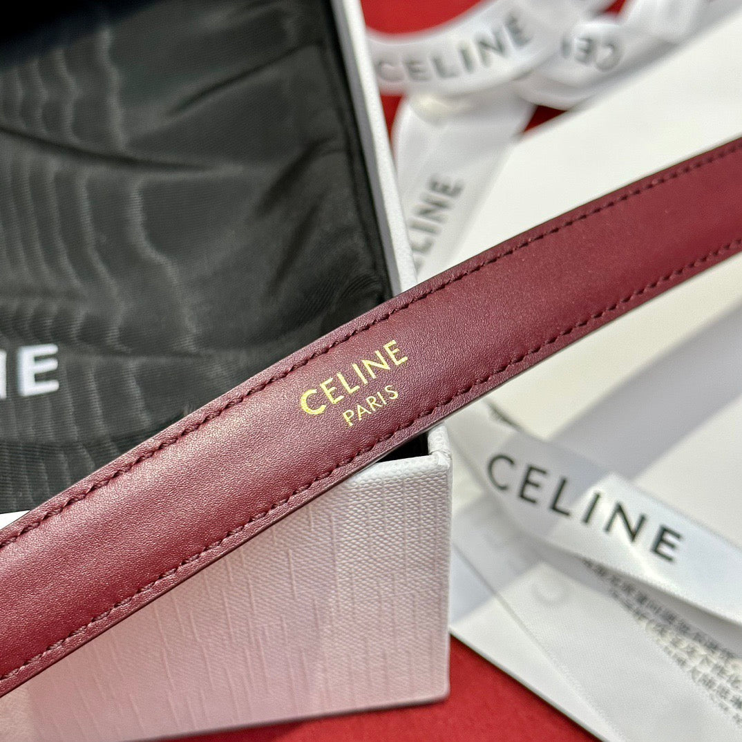 CEL 18mm Triomphe Belt in Taurillon Light Burgundy Leather