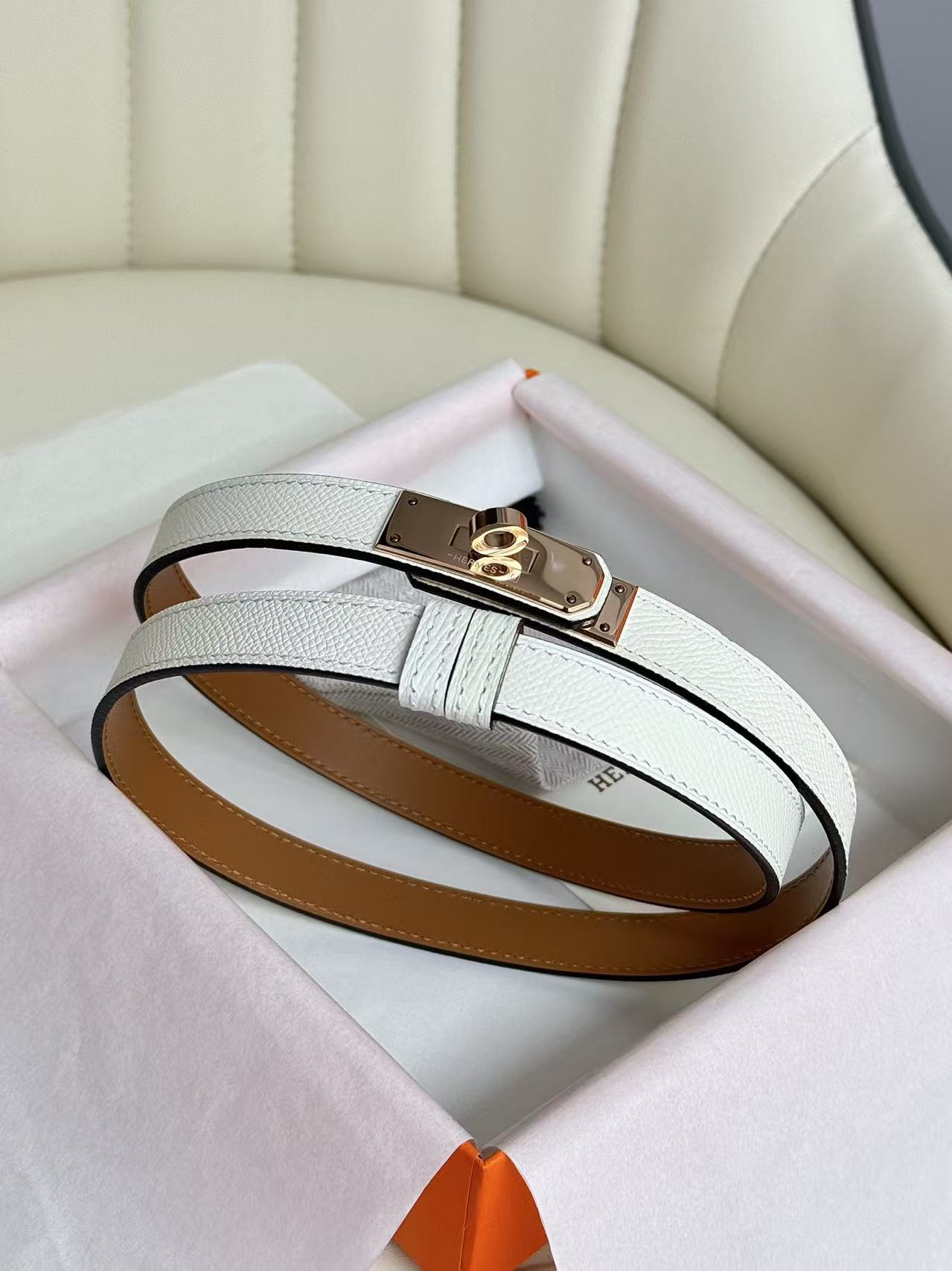 hm kelly belt 18mm white epsom leather