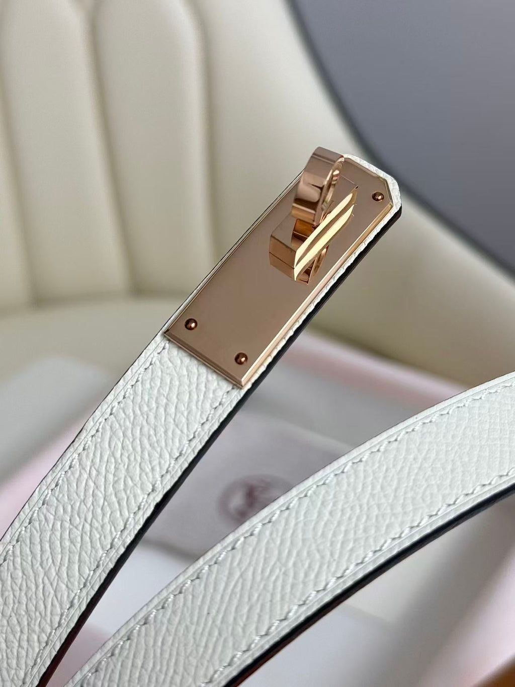 hm kelly belt 18mm white epsom leather