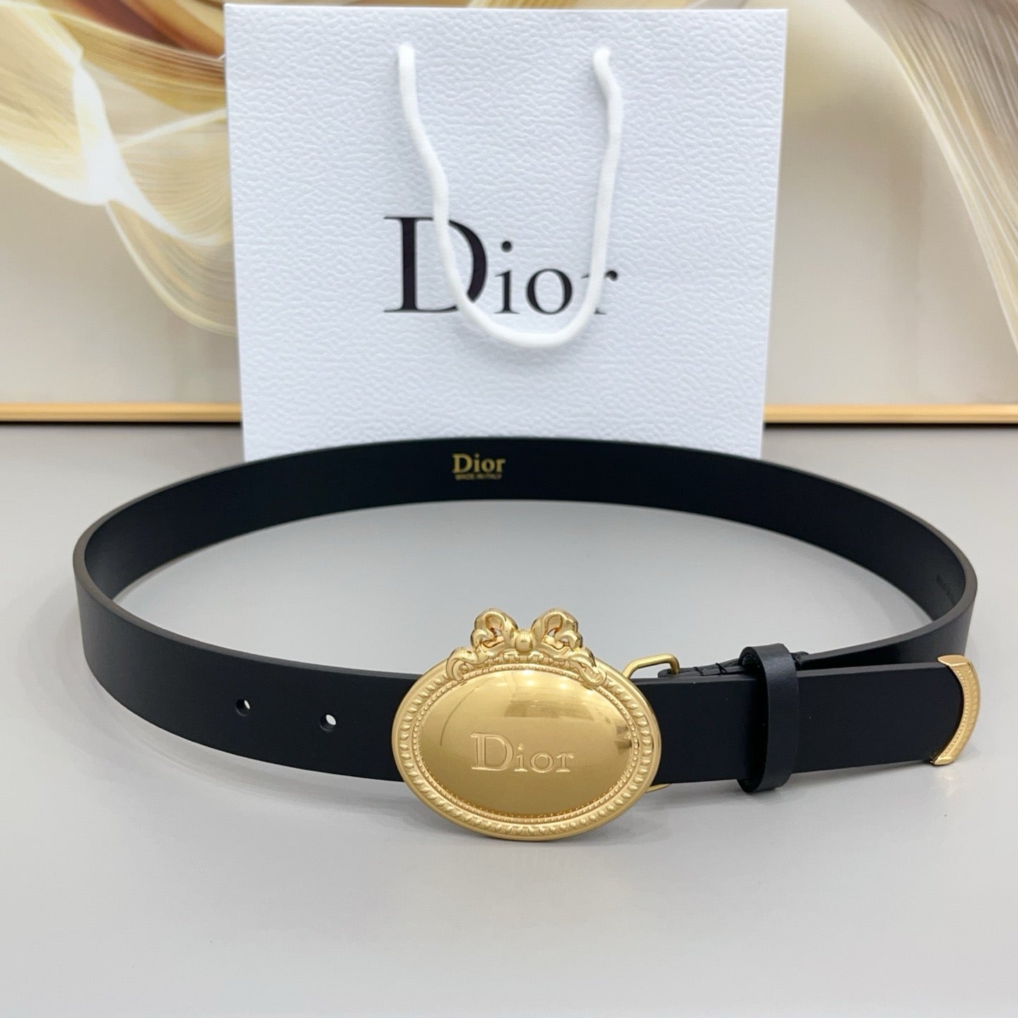 CD 26s Médaillon Belt 3cm Gold Buckle Calfskin