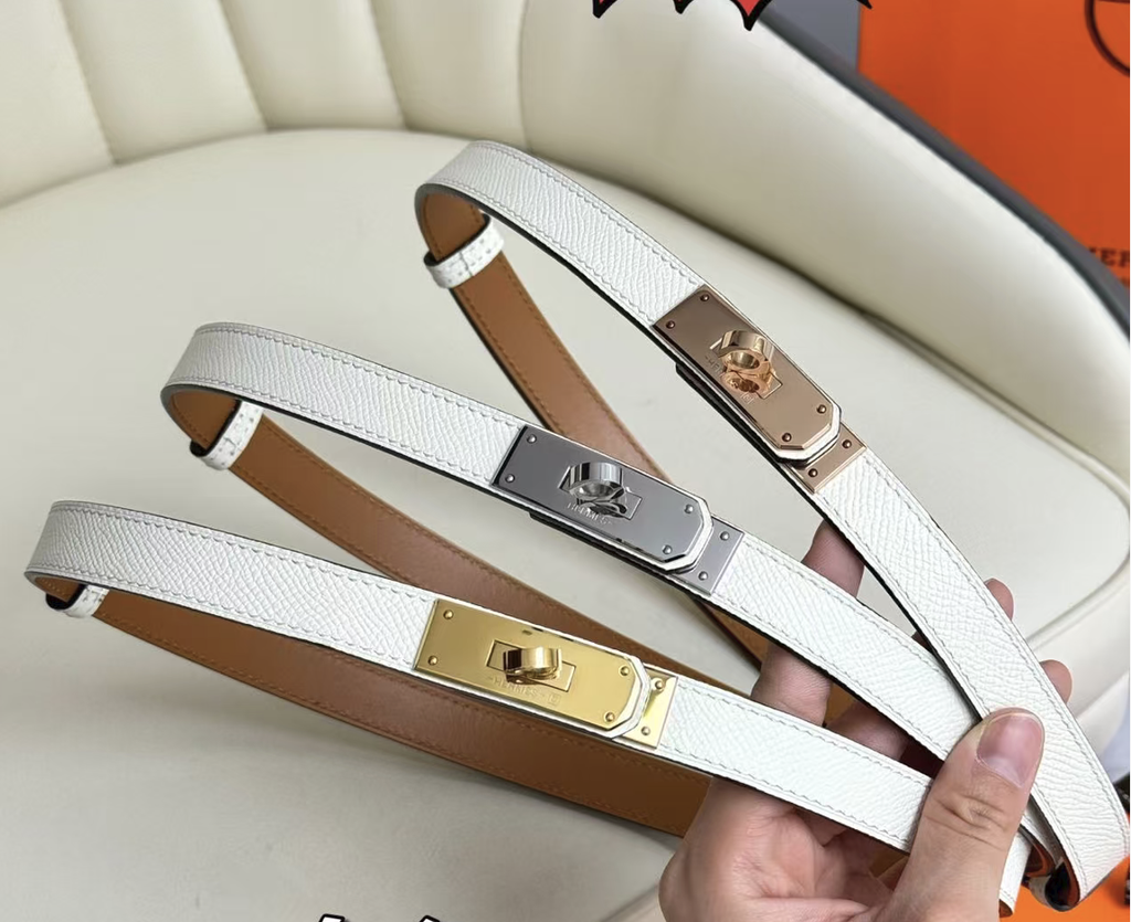 hm kelly belt 18mm white epsom leather