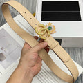 CC BELT 30MM BUCKLE GOLD DIAMOND LEATHER BEIGE