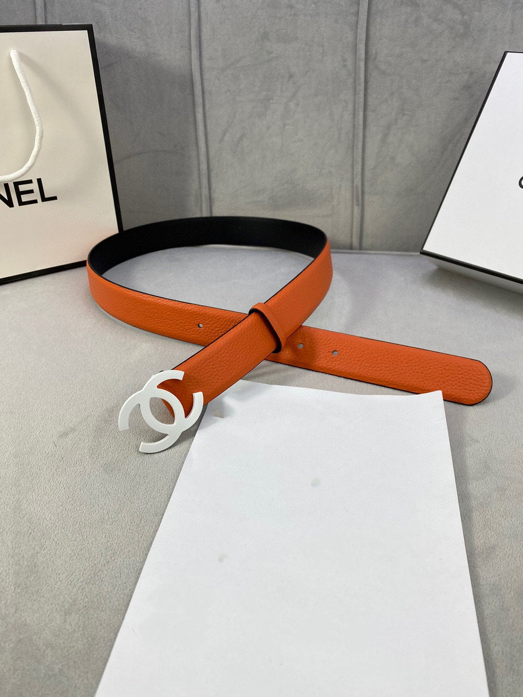 CC WOMEN'S BELT 3.0CM LEATHER ORANGE BUCKLE SILVER