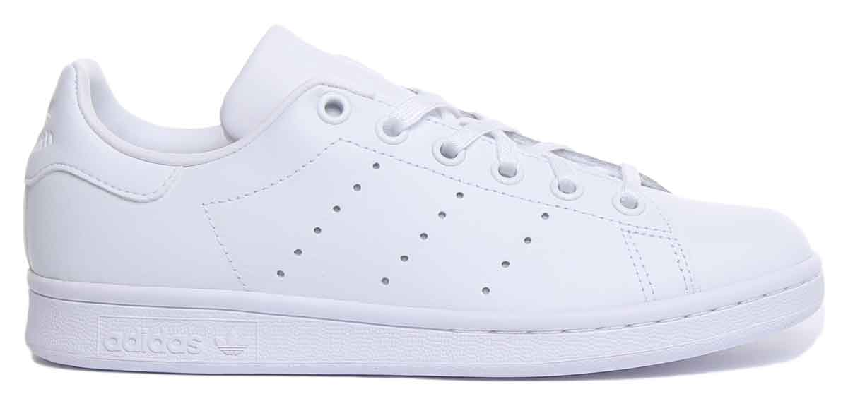 Adidas Stan Smith J Lace Up Leather Trainers In White For Youth