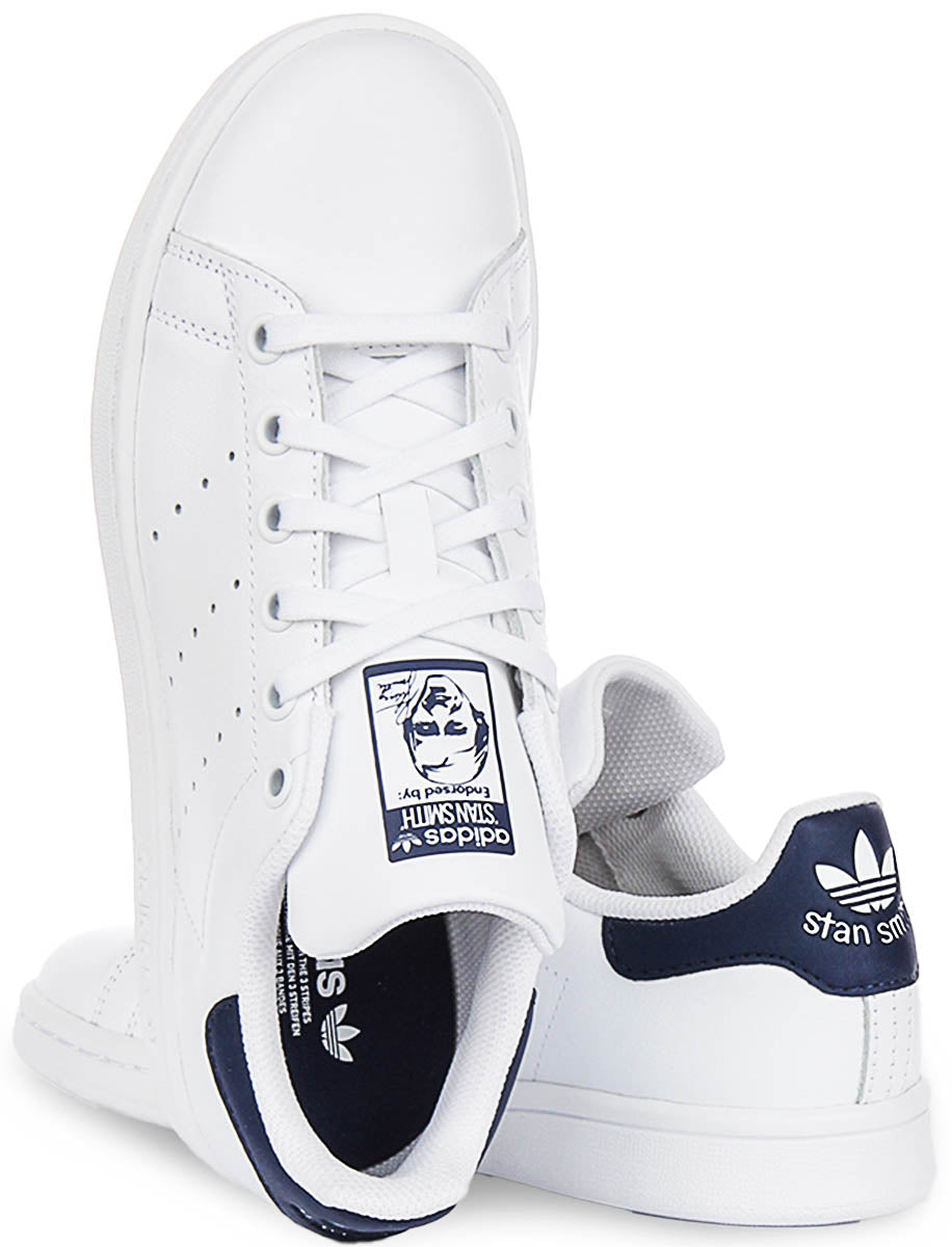 Adidas Stan Smith J In White Navy For Youth