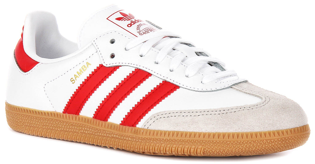 Adidas Samba OG J In White Red For Youth