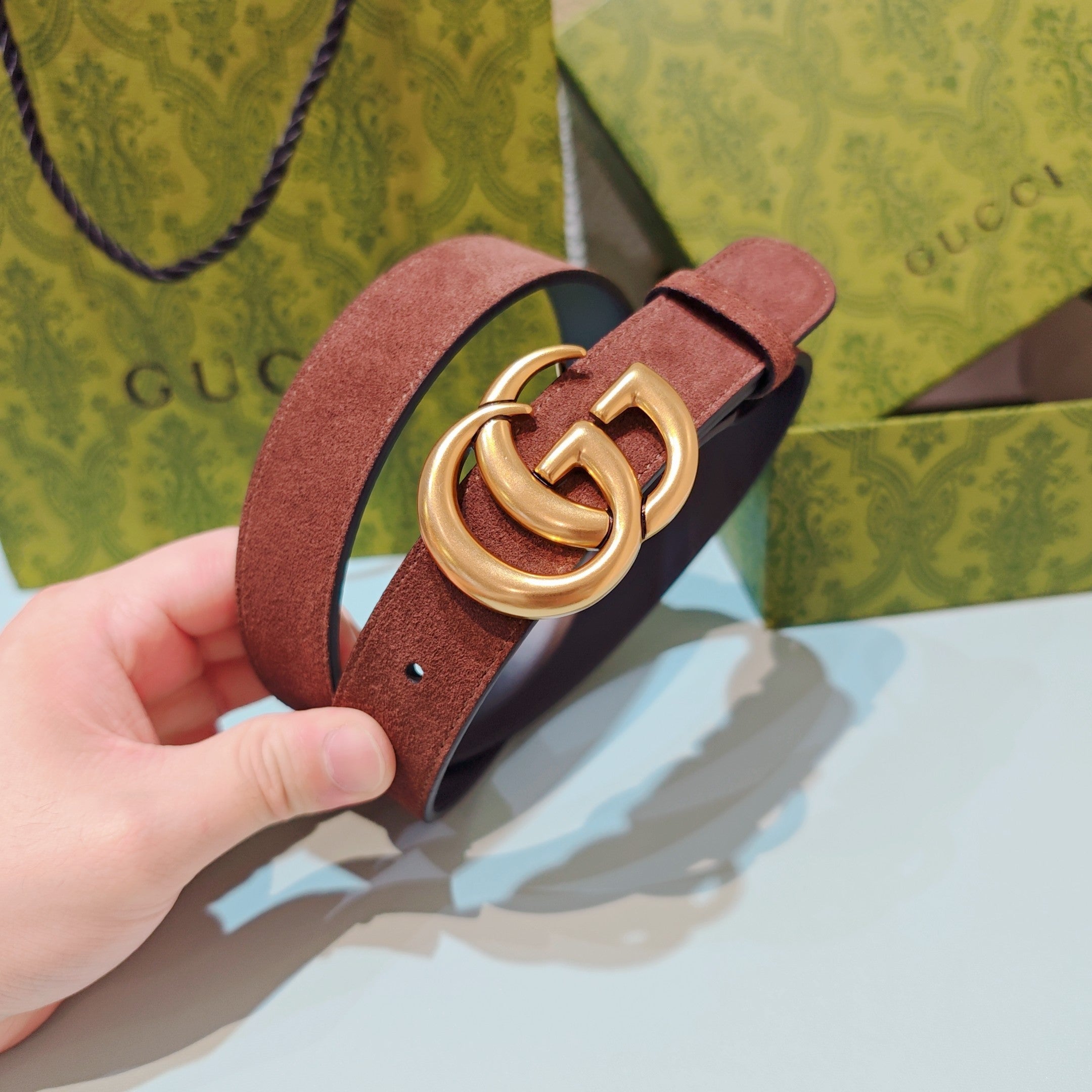 GG Marmont Belt 3cm Suede Leather GHW 212490