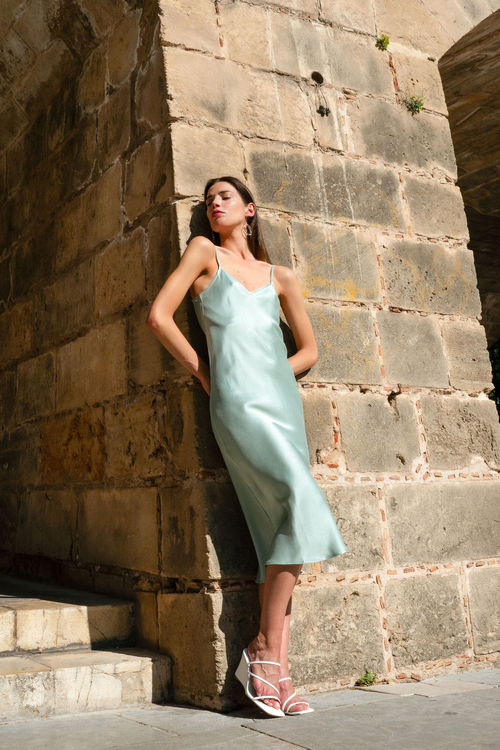90s V Silk Slip - Sea Green