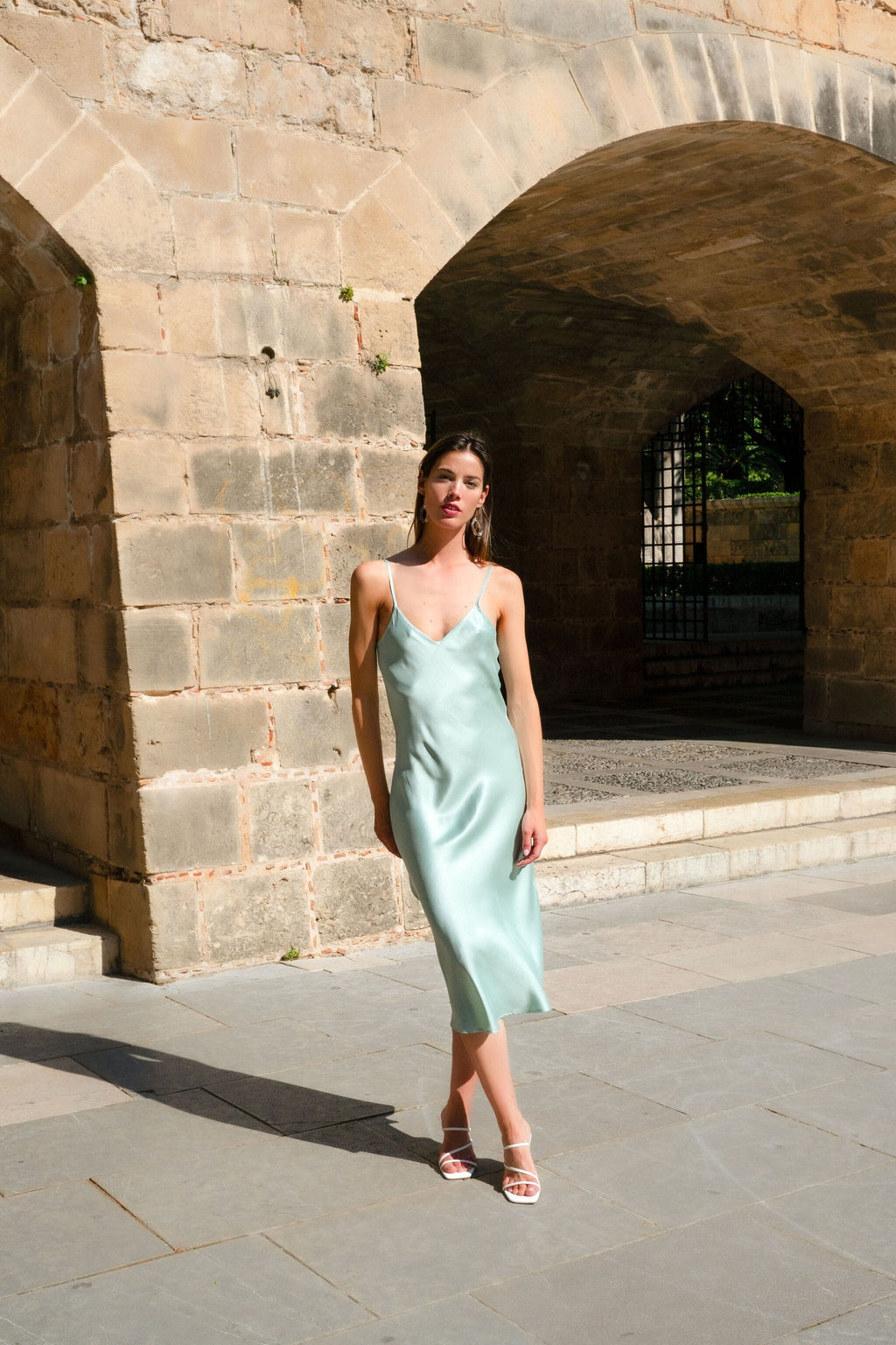 90s V Silk Slip - Sea Green