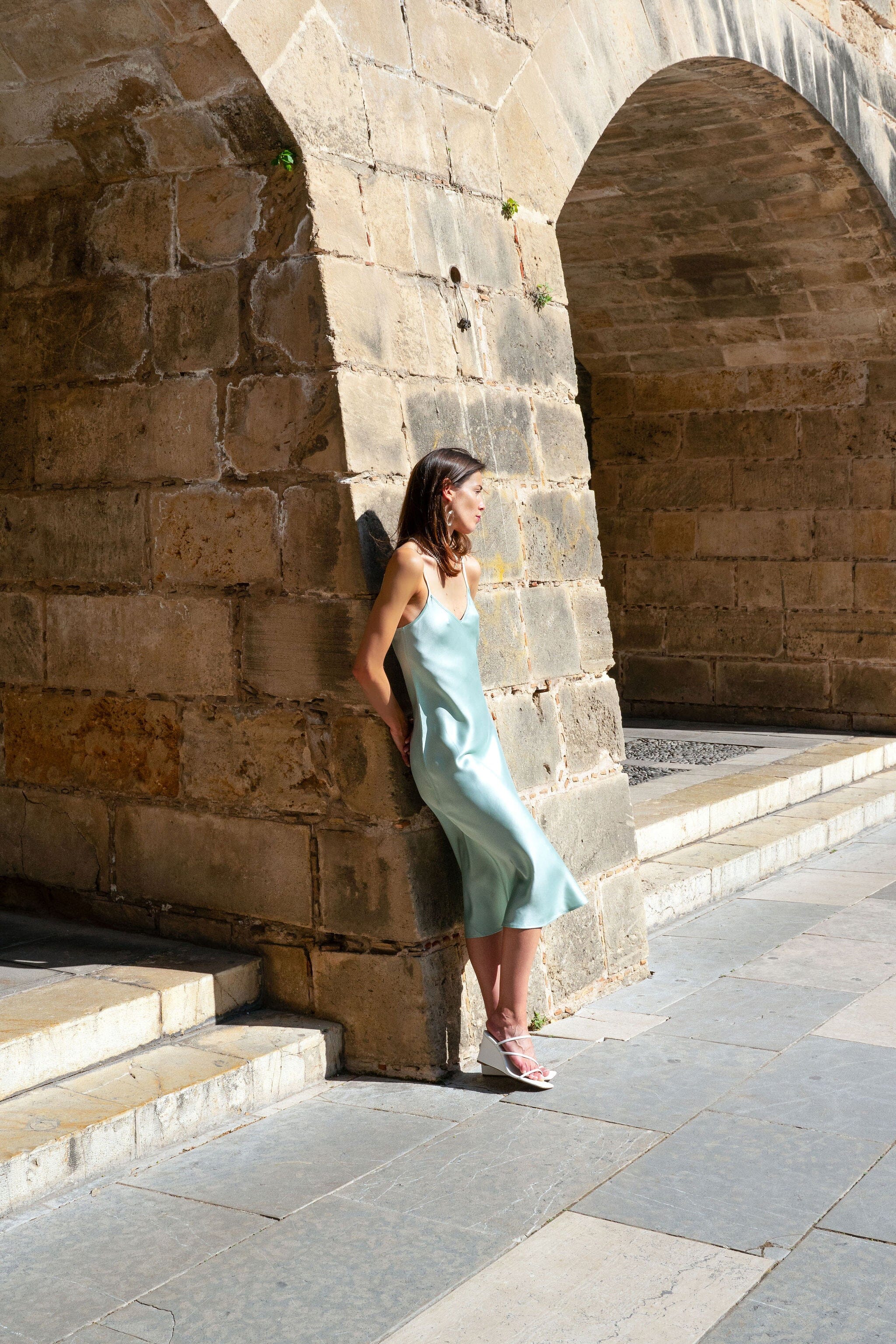 90s V Silk Slip - Sea Green