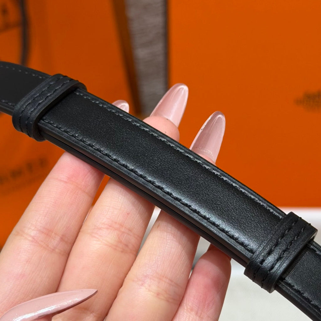 HM Chaine d'Ancre Belt 1.8cm Black Calfskin 212428