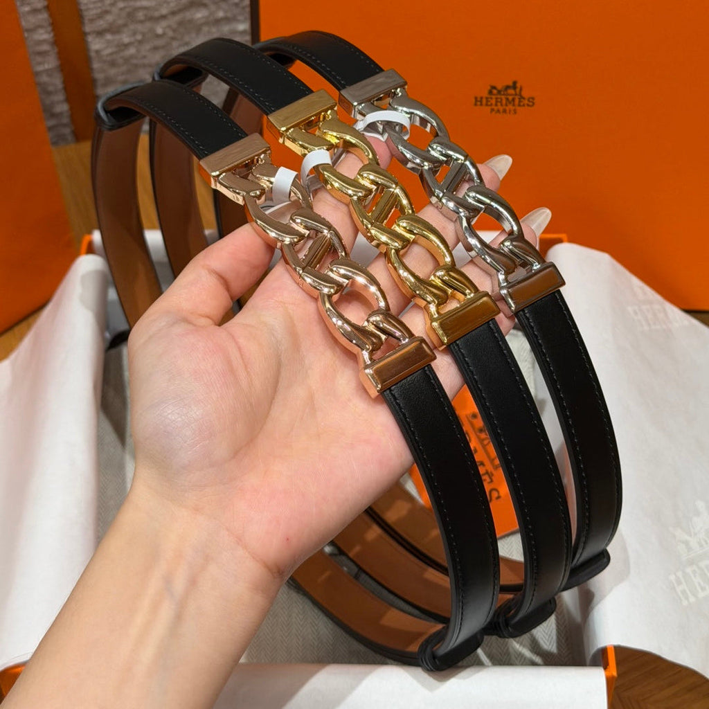 HM Chaine d'Ancre Belt 1.8cm Black Calfskin 212428