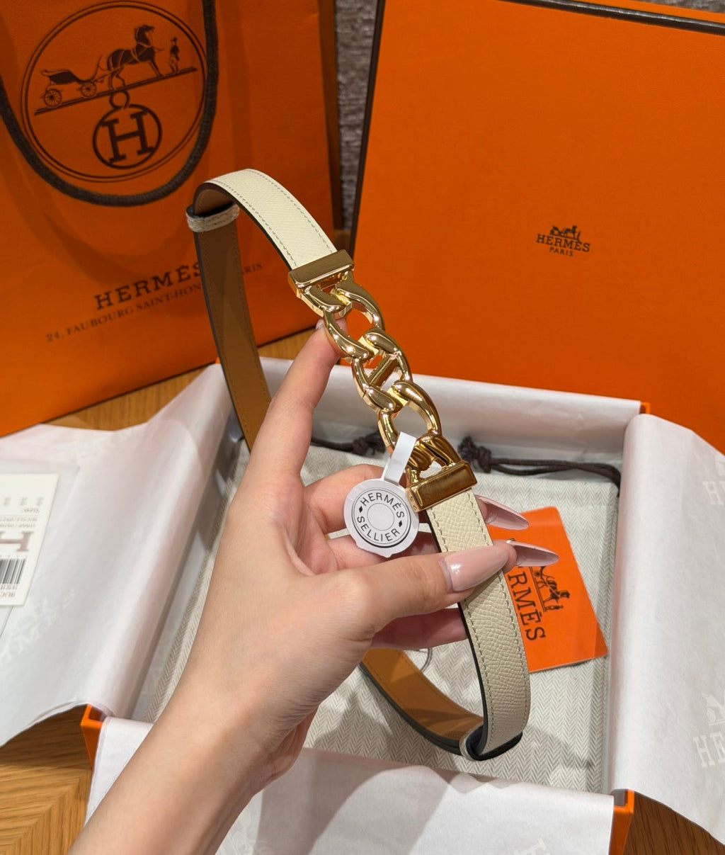 HM Chaine d'Ancre Belt 1.8cm White Epsom Calfskin 212420