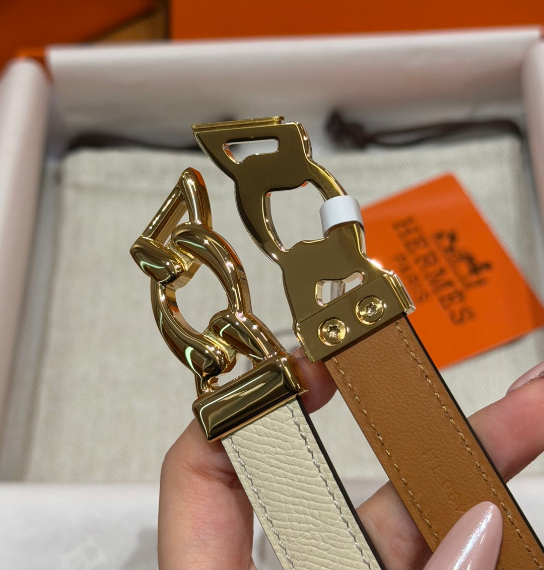 HM Chaine d'Ancre Belt 1.8cm White Epsom Calfskin 212420