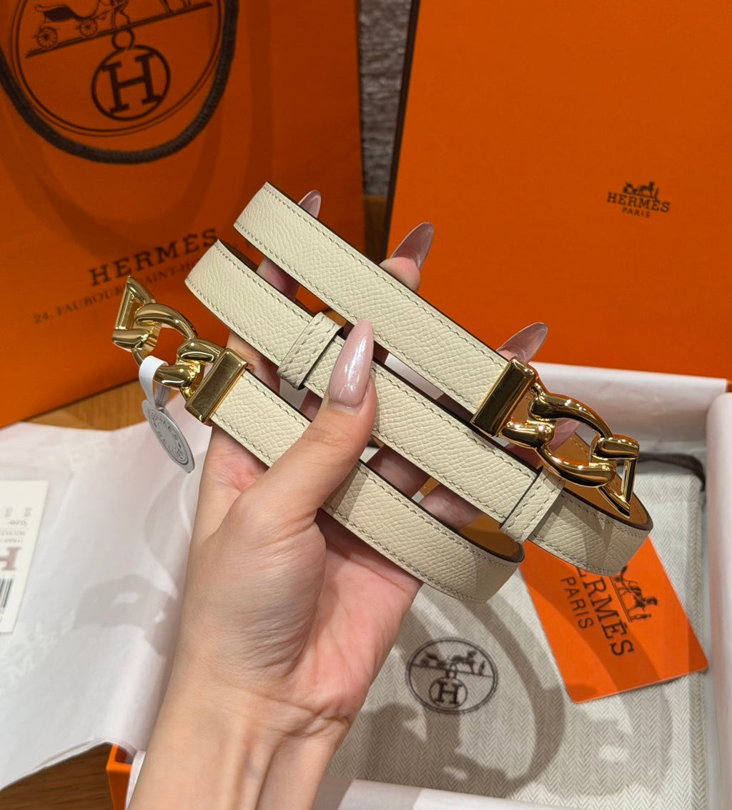 HM Chaine d'Ancre Belt 1.8cm White Epsom Calfskin 212420