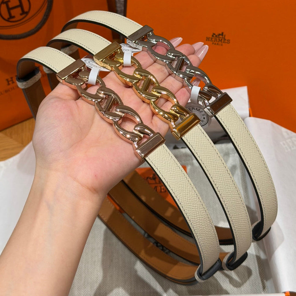 HM Chaine d'Ancre Belt 1.8cm White Epsom Calfskin 212420