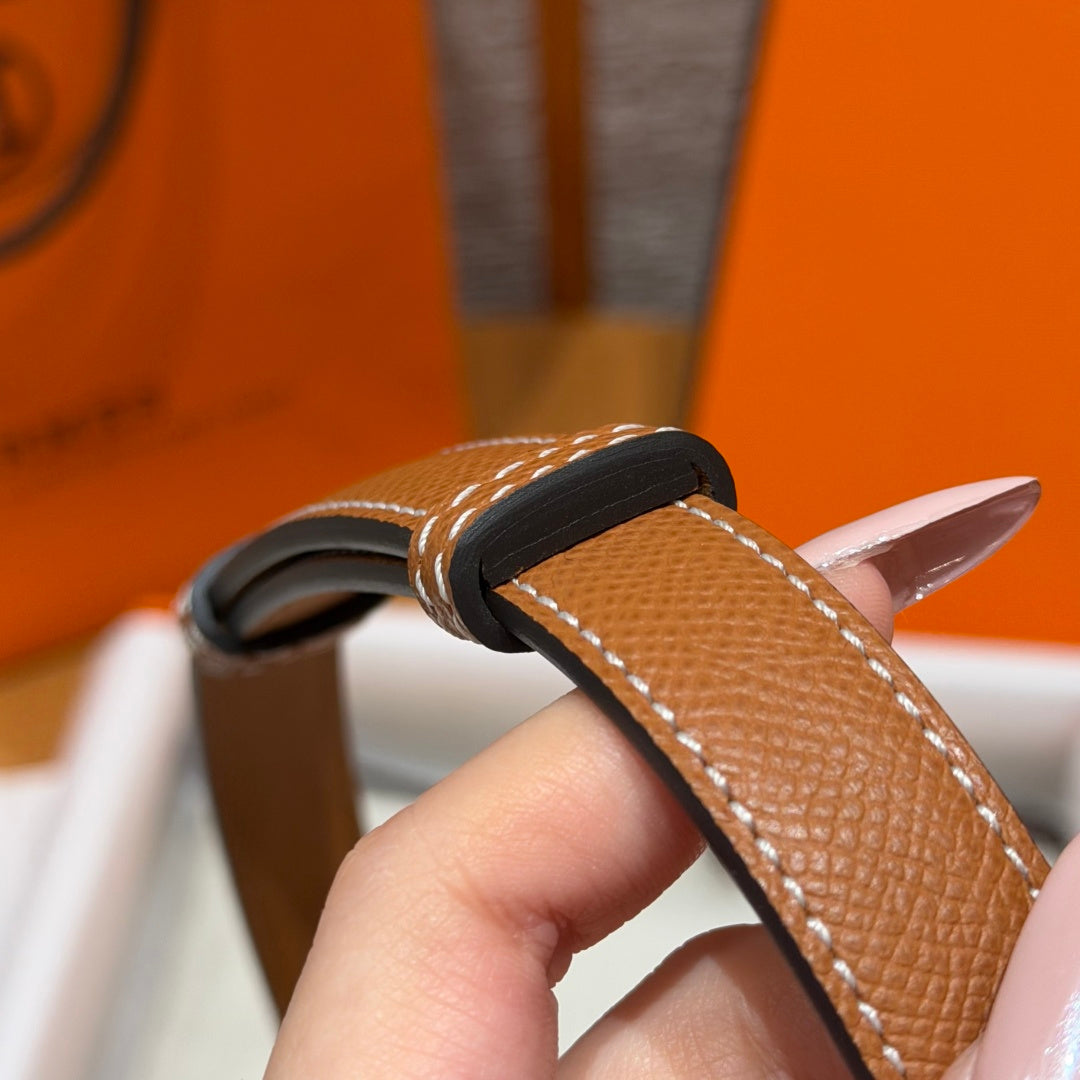 HM Chaine d'Ancre Belt 1.8cm Brown Epsom Calfskin 212413