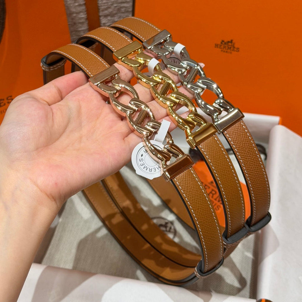 HM Chaine d'Ancre Belt 1.8cm Brown Epsom Calfskin 212413