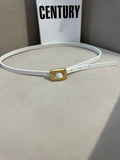 BV Square Buckle Belt 1.2cm White Cowhide 211336