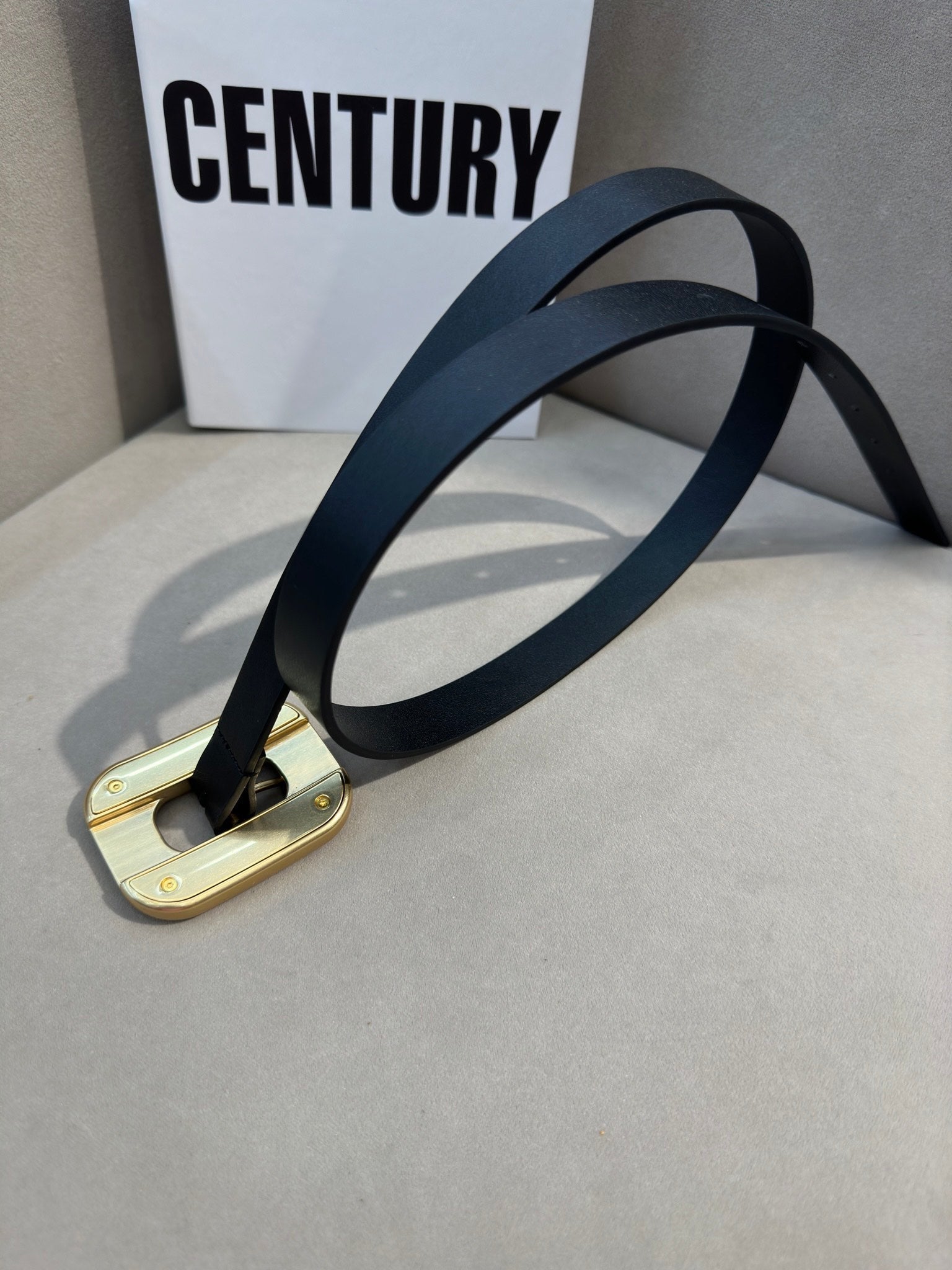 BV Square Buckle Belt 2cm Black Cowhide 211340