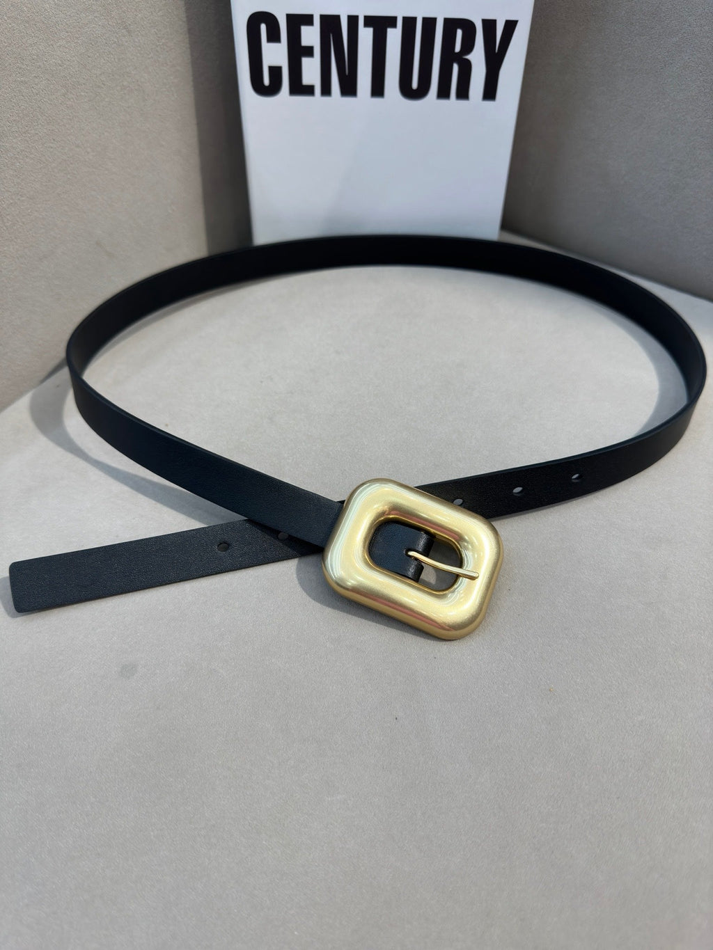 BV Square Buckle Belt 2cm Black Cowhide 211340