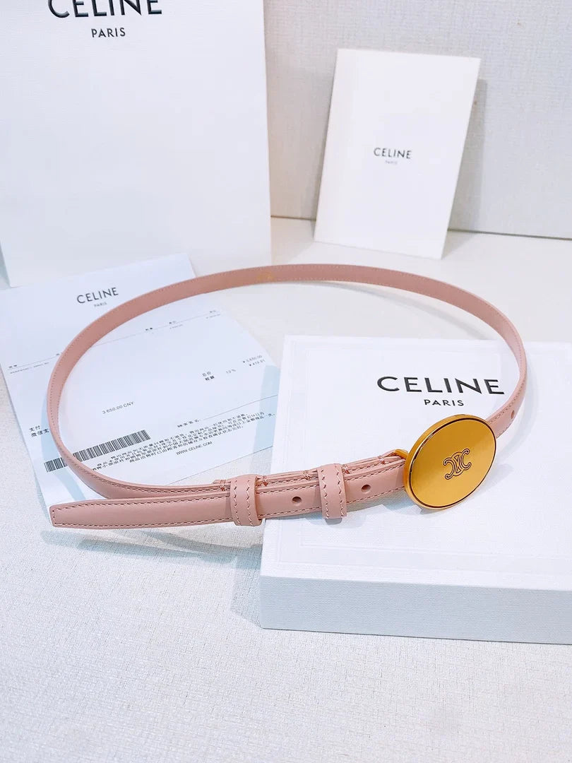CL 2026 Leather Belt 1.3cm With Gold-plated Triomphe Buckle